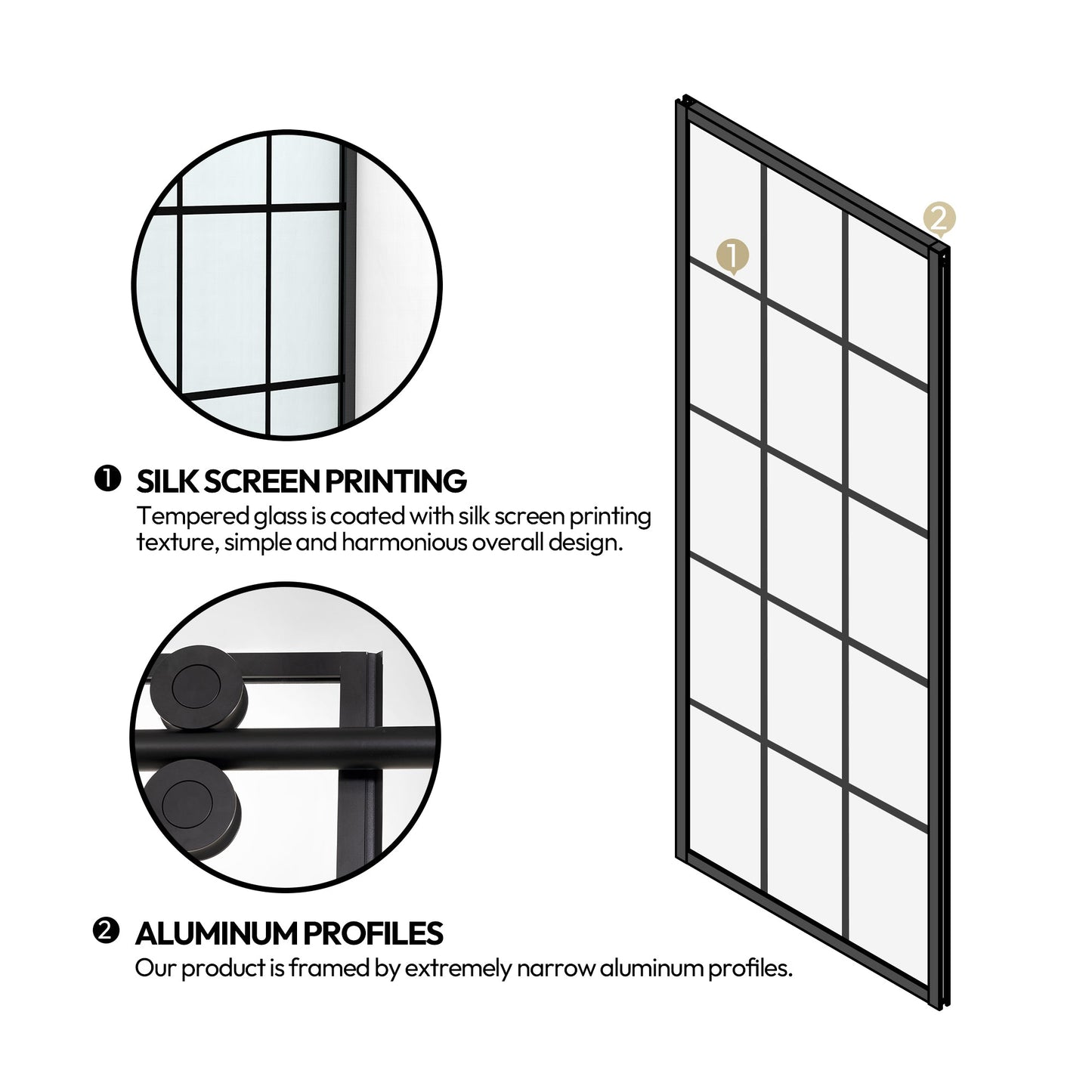 Puente Single Sliding Frameless Shower Door in Matte Black