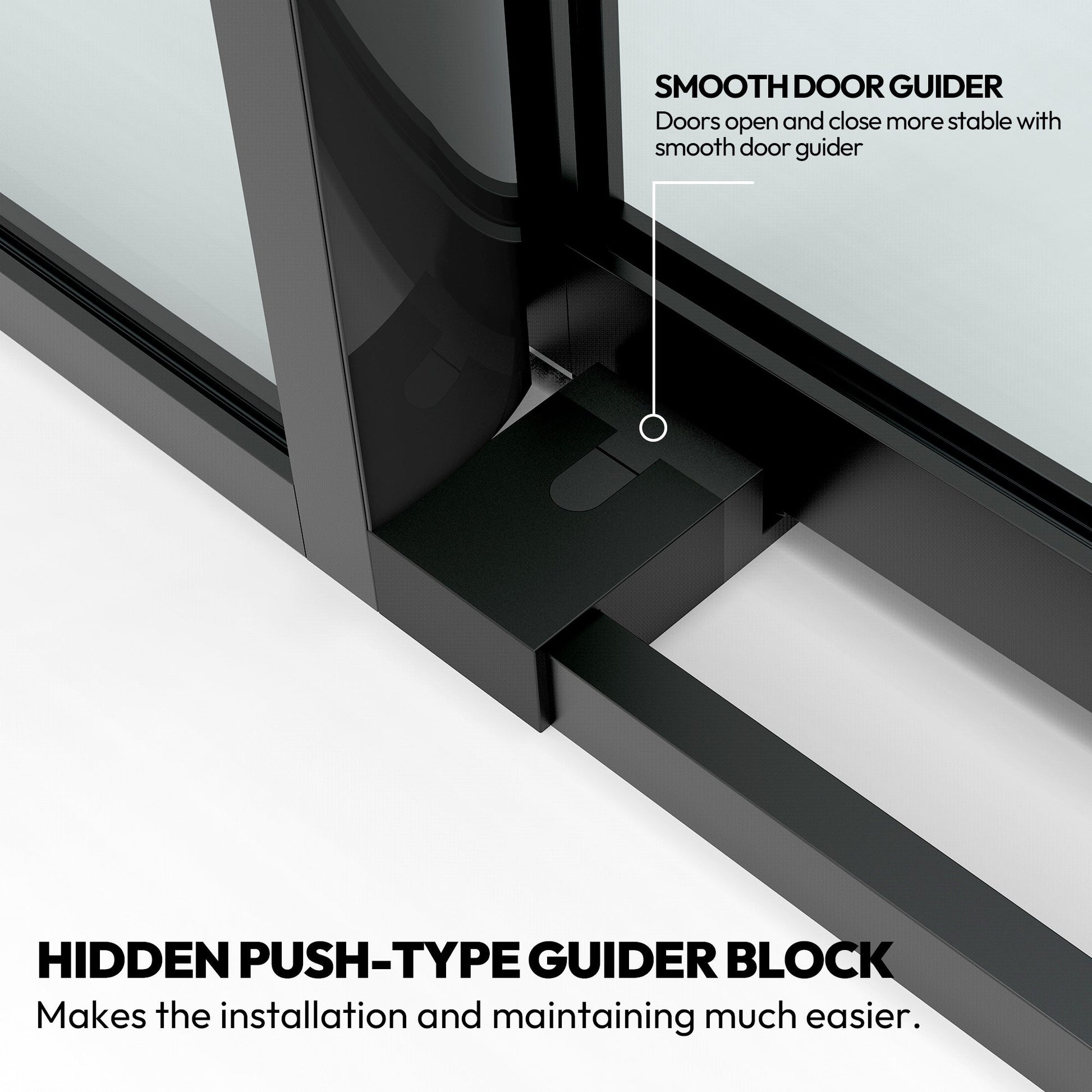Puente Rectangle Single Sliding Frameless Shower Enclosure in Matte Black