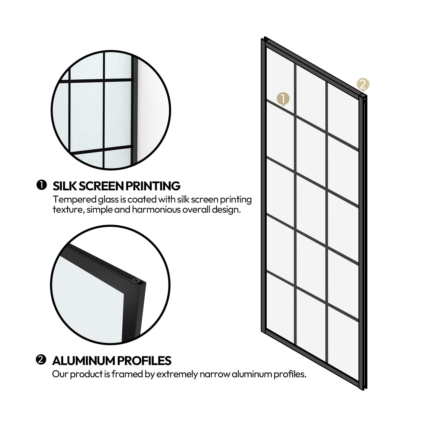 Puente 34" W x 58" H Bathtub Screen Frameless Glass Shower Door Tempered Glass Shower Panel in Matte Black