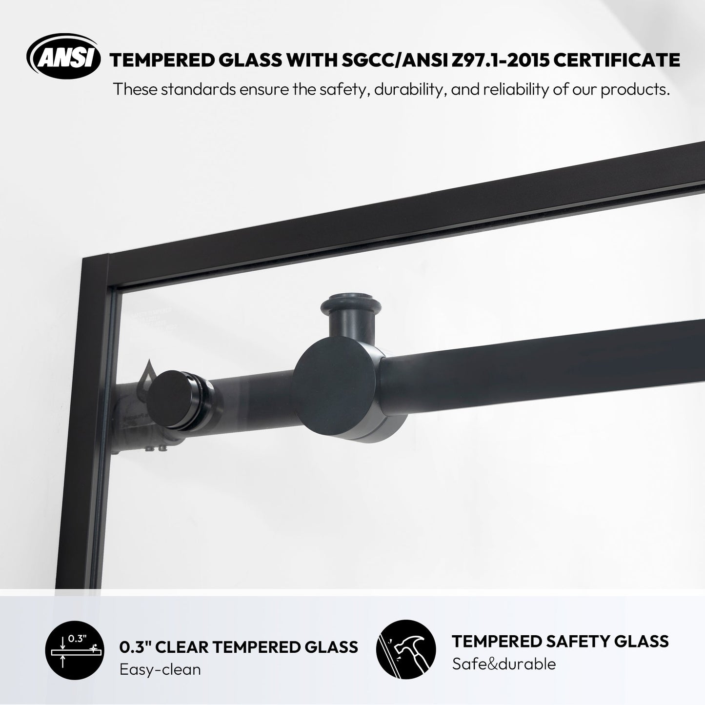 Losar 60" W x 66" H Sliding Frameless Bathtub Shower Door Tempered Glass in Matte Black