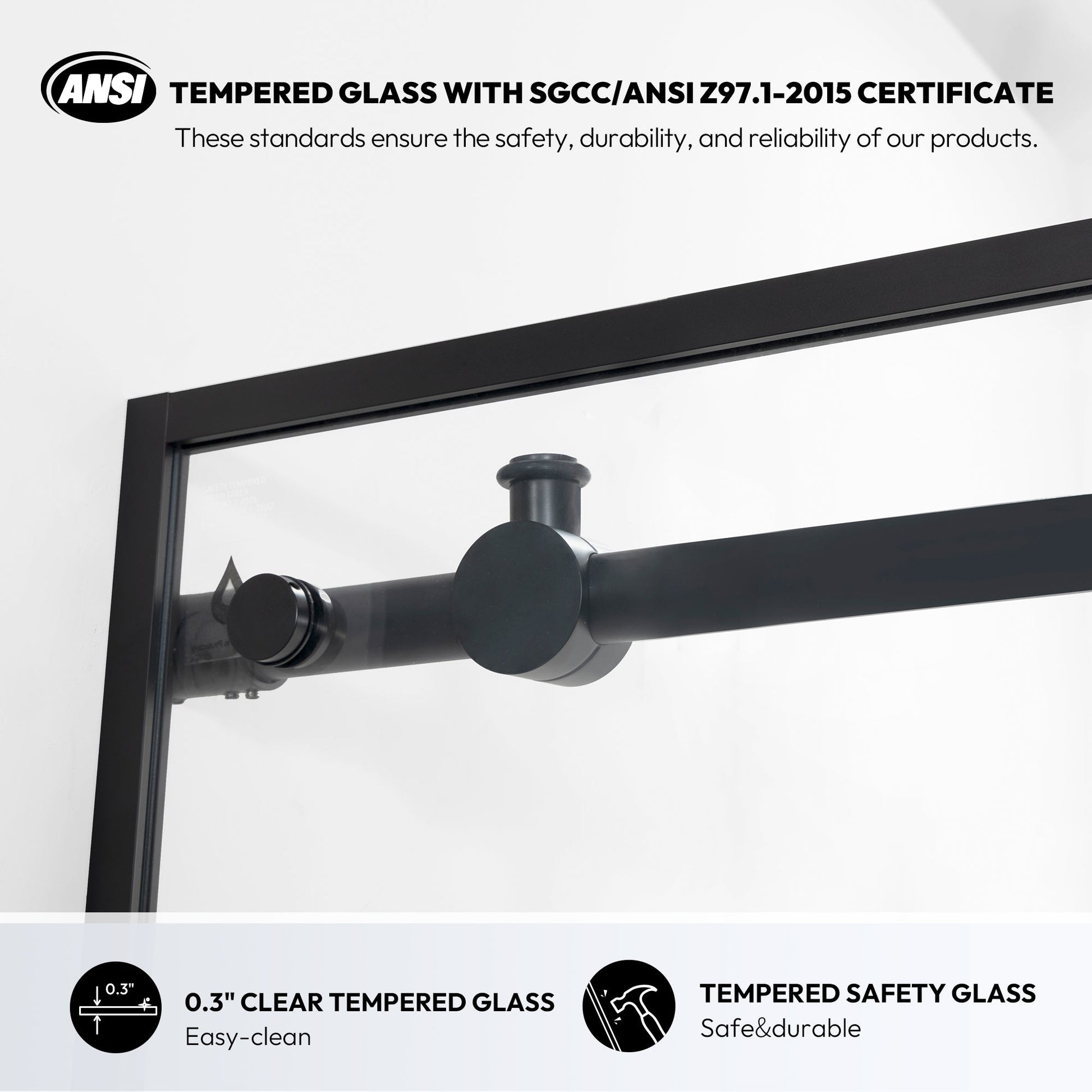 Losar 60" W x 66" H Sliding Frameless Bathtub Shower Door Tempered Glass in Matte Black