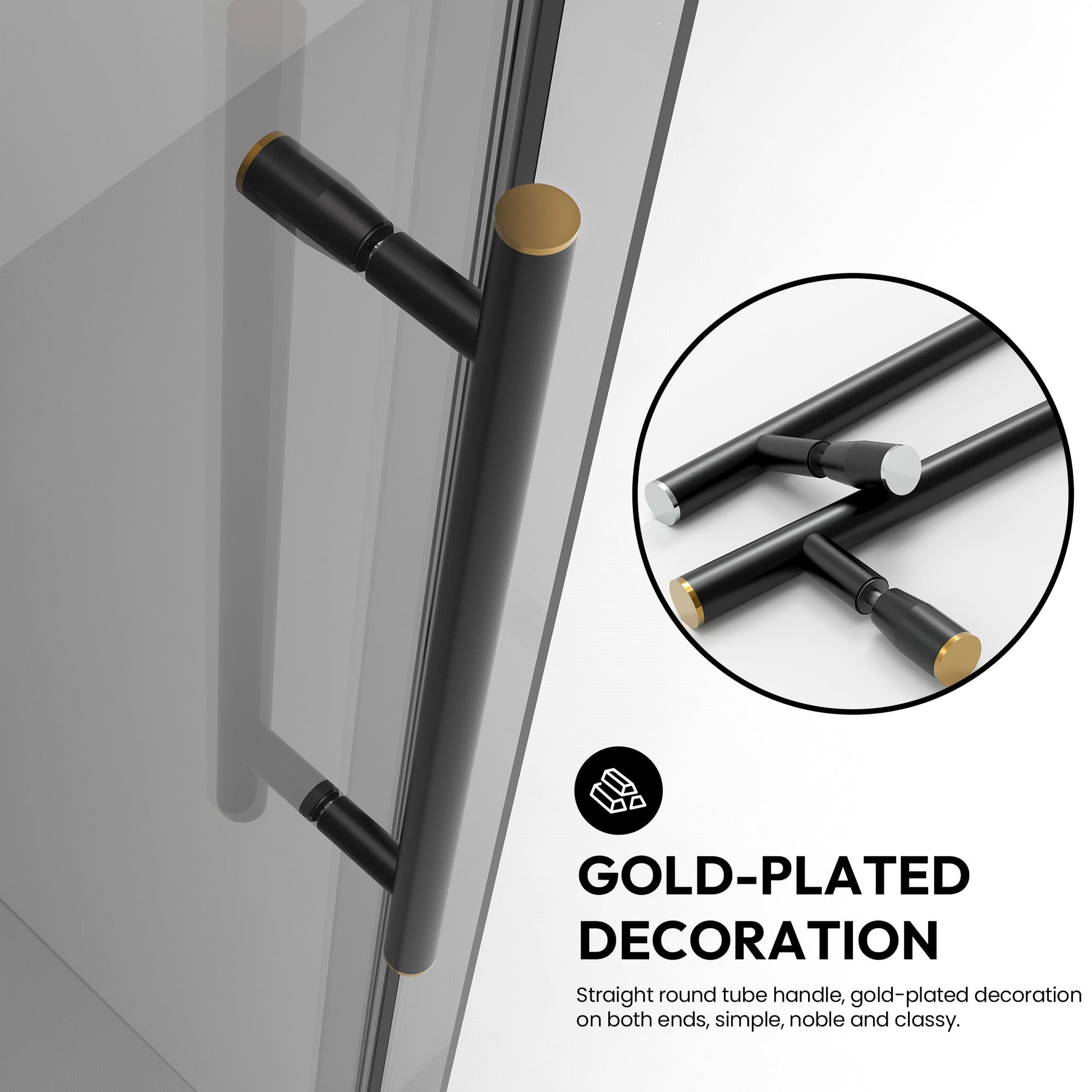 Echarri Rectangle Single Sliding Frameless Shower Enclosure in Matte Black