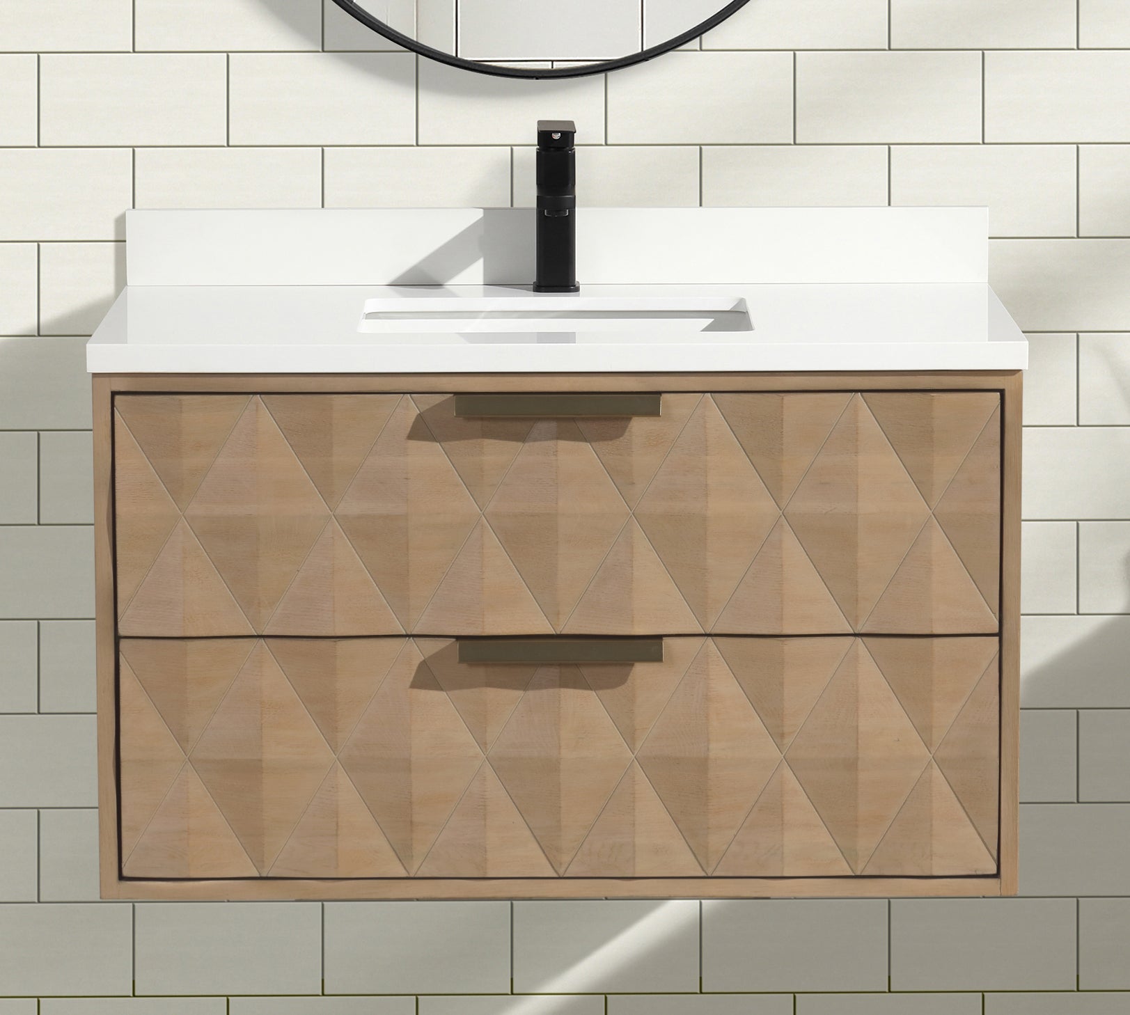 Diamond 36" Floating Bathroom Vanity White Oak