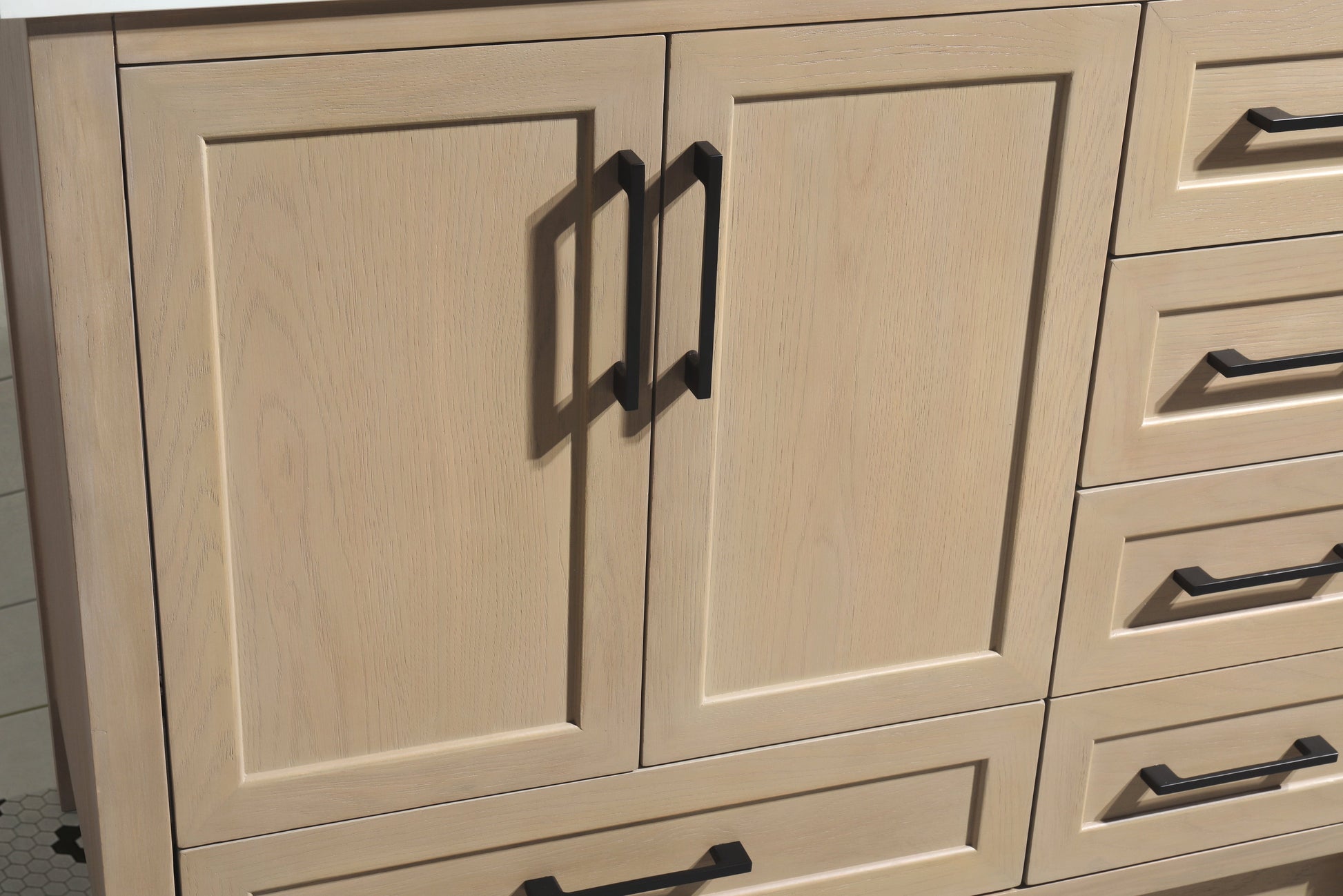 Huntington 42" Bathroom Vanity Oak Gray - White Engineered Countertop