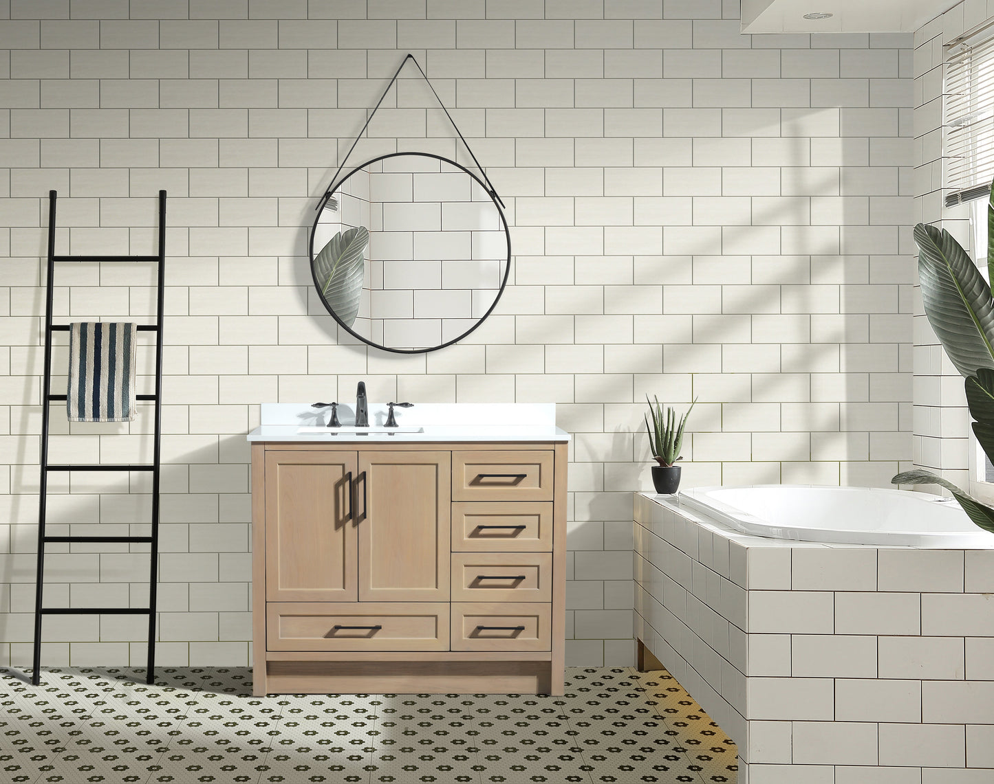 Huntington 42" Bathroom Vanity Oak Gray - White Engineered Countertop