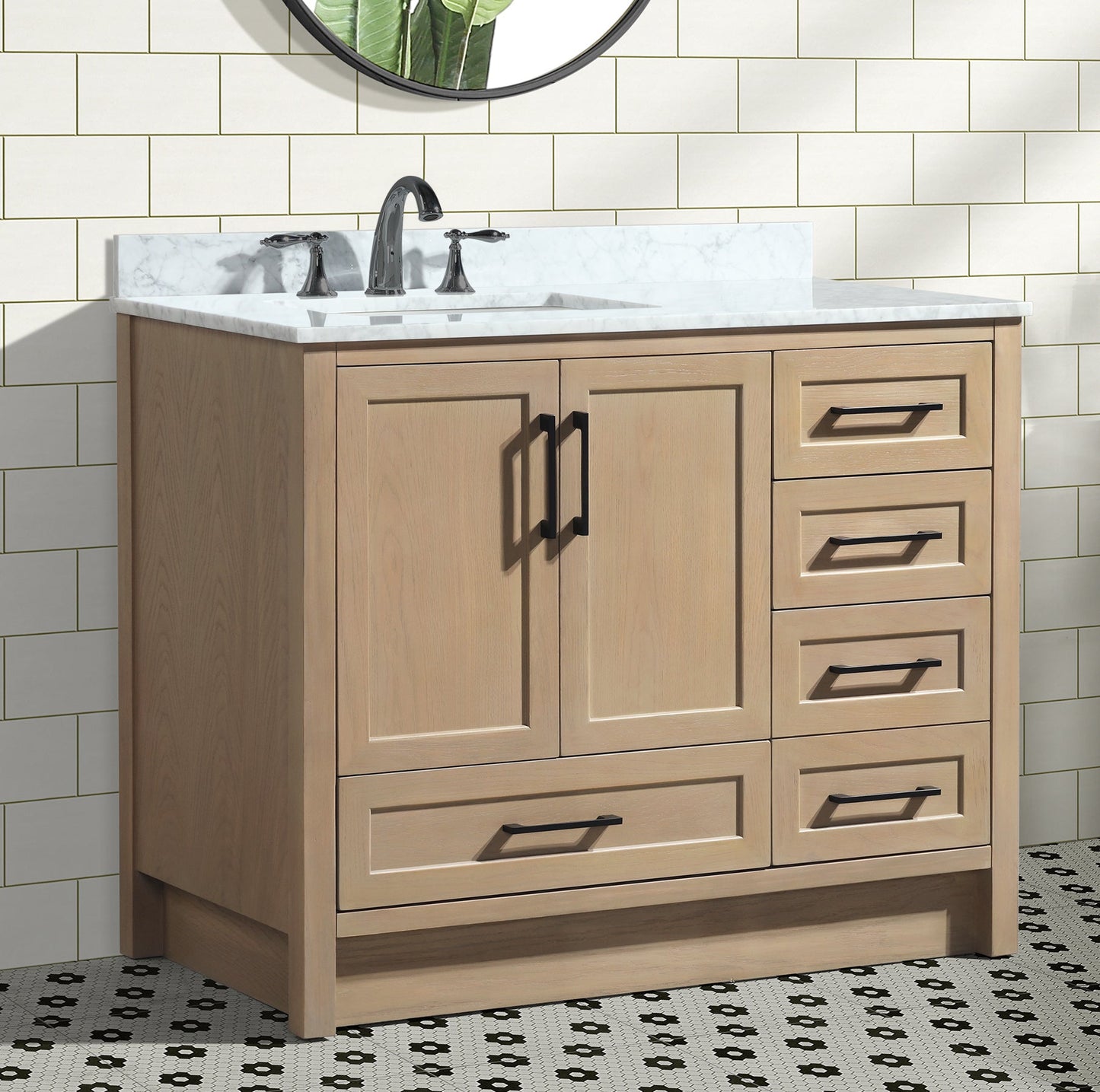 Huntington 42" Bathroom Vanity Oak Gray - Carrara Marble Countertop