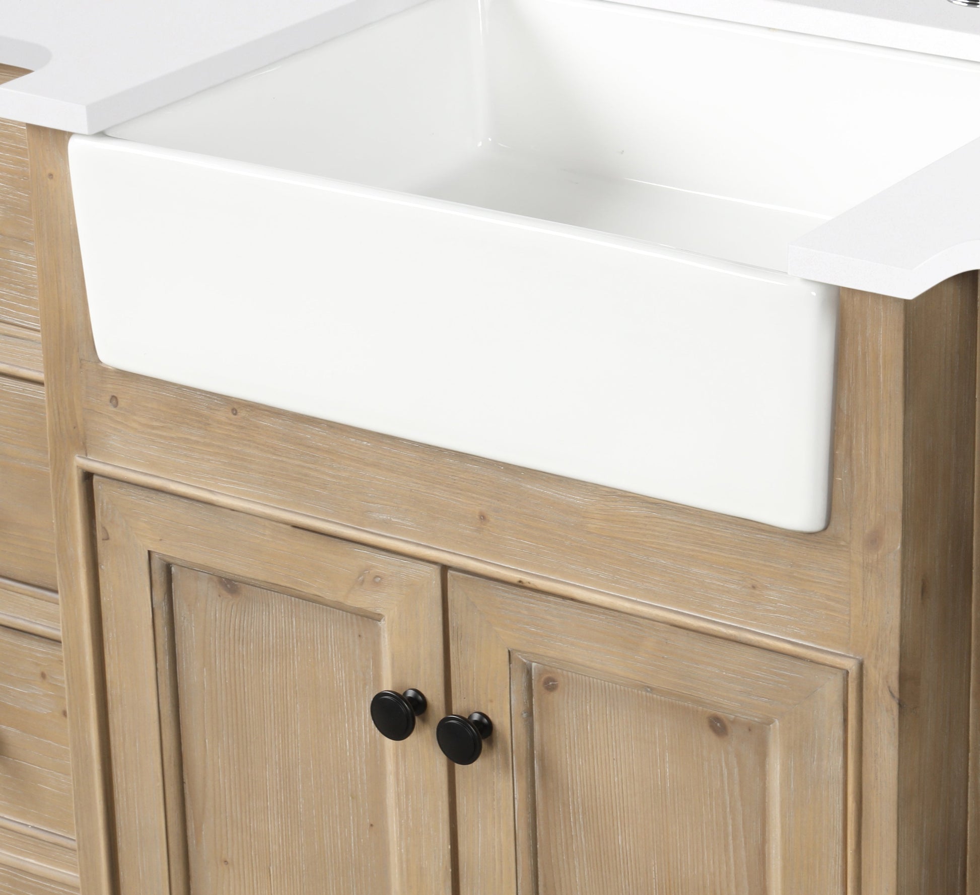 Kelly 48" Bathroom Vanity Weathered Fir - White Engineered Stone Countertop