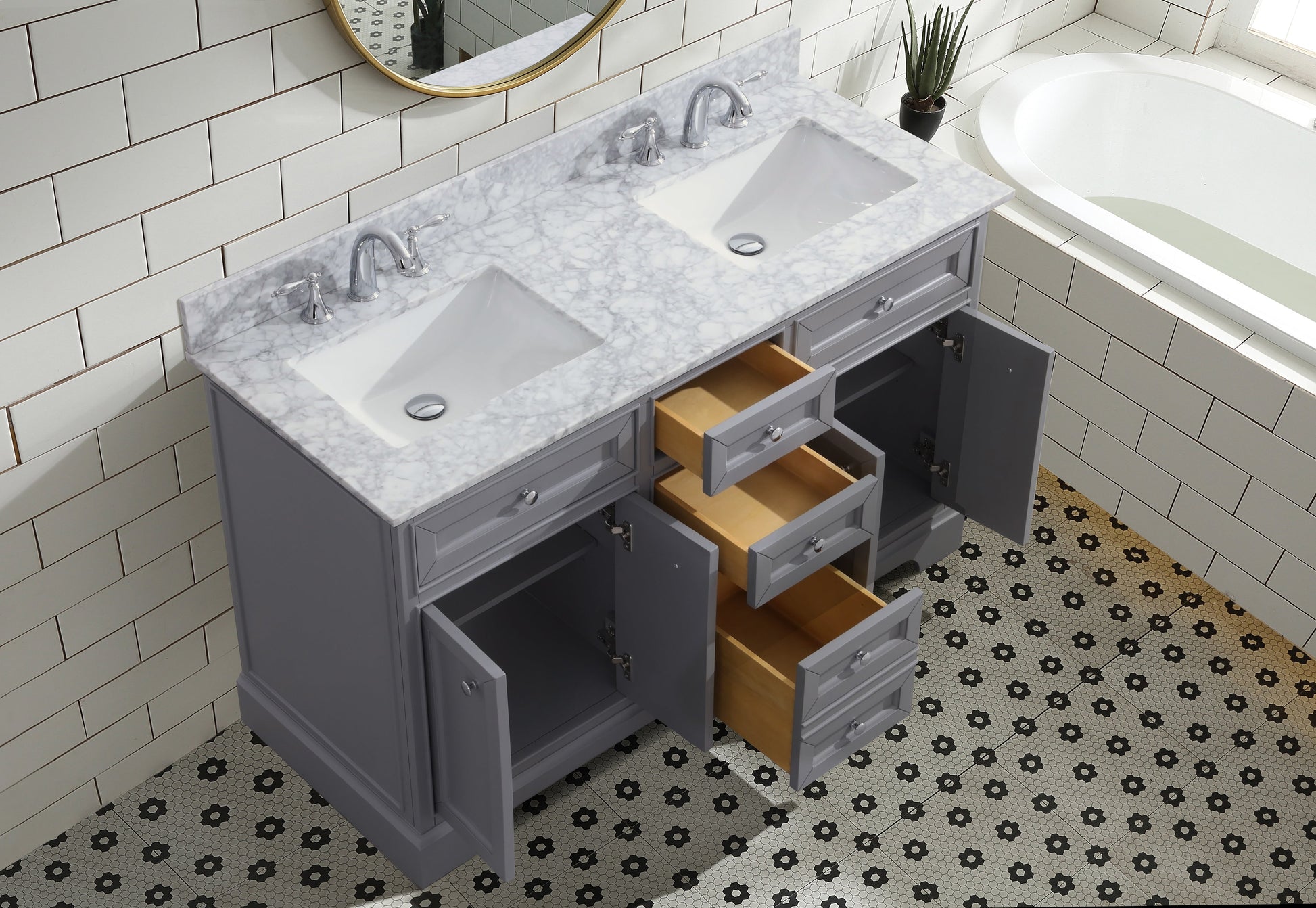 South Bay 55" Bathroom Vanity Gray