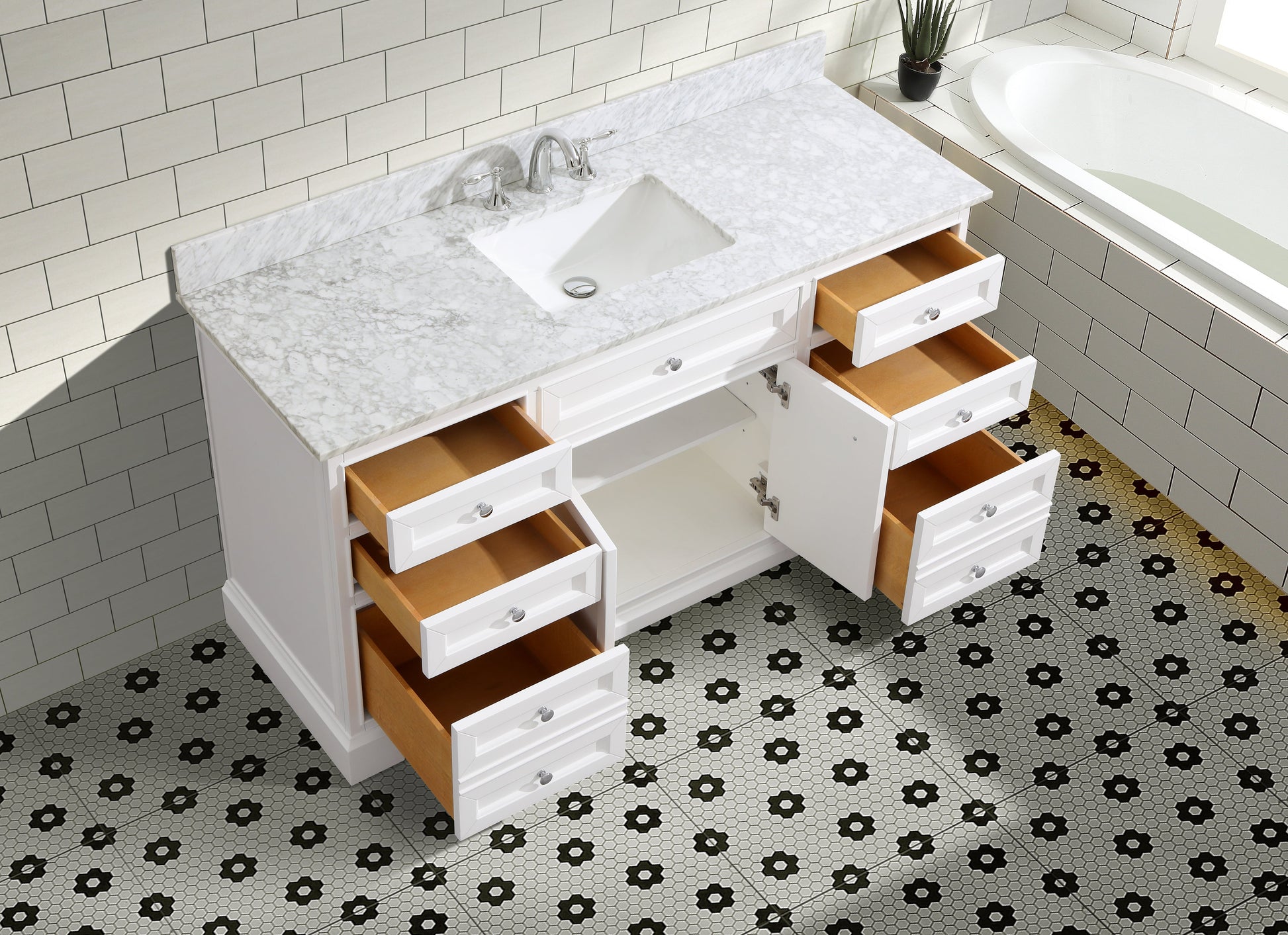 South Bay Single Sink 60" Bathroom Vanity White