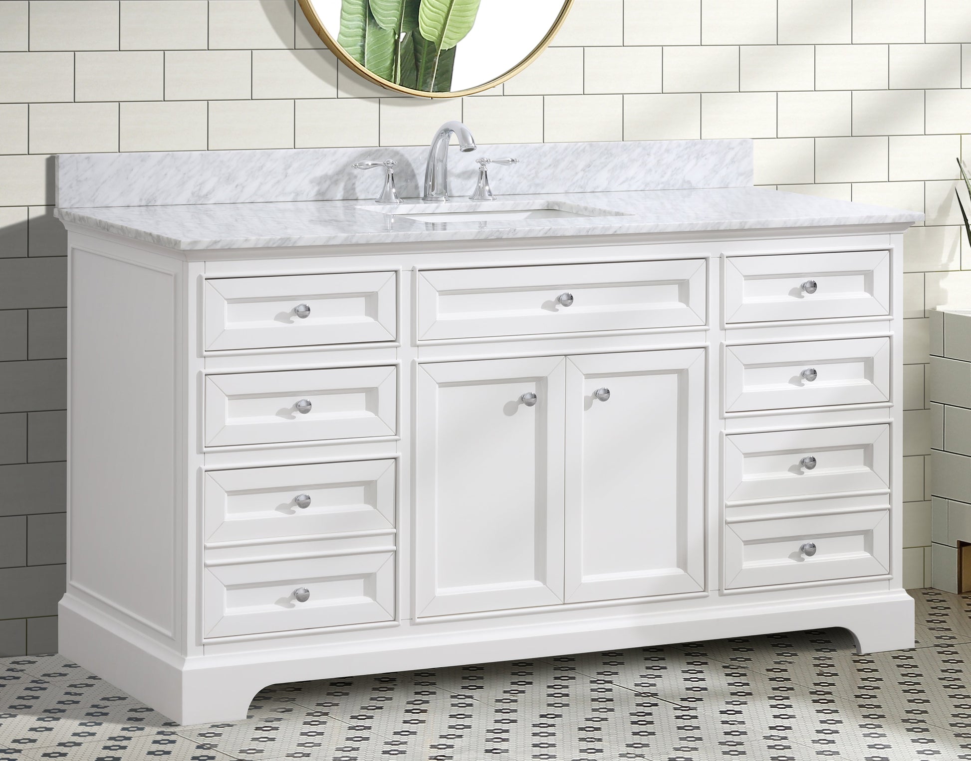 South Bay Single Sink 60" Bathroom Vanity White