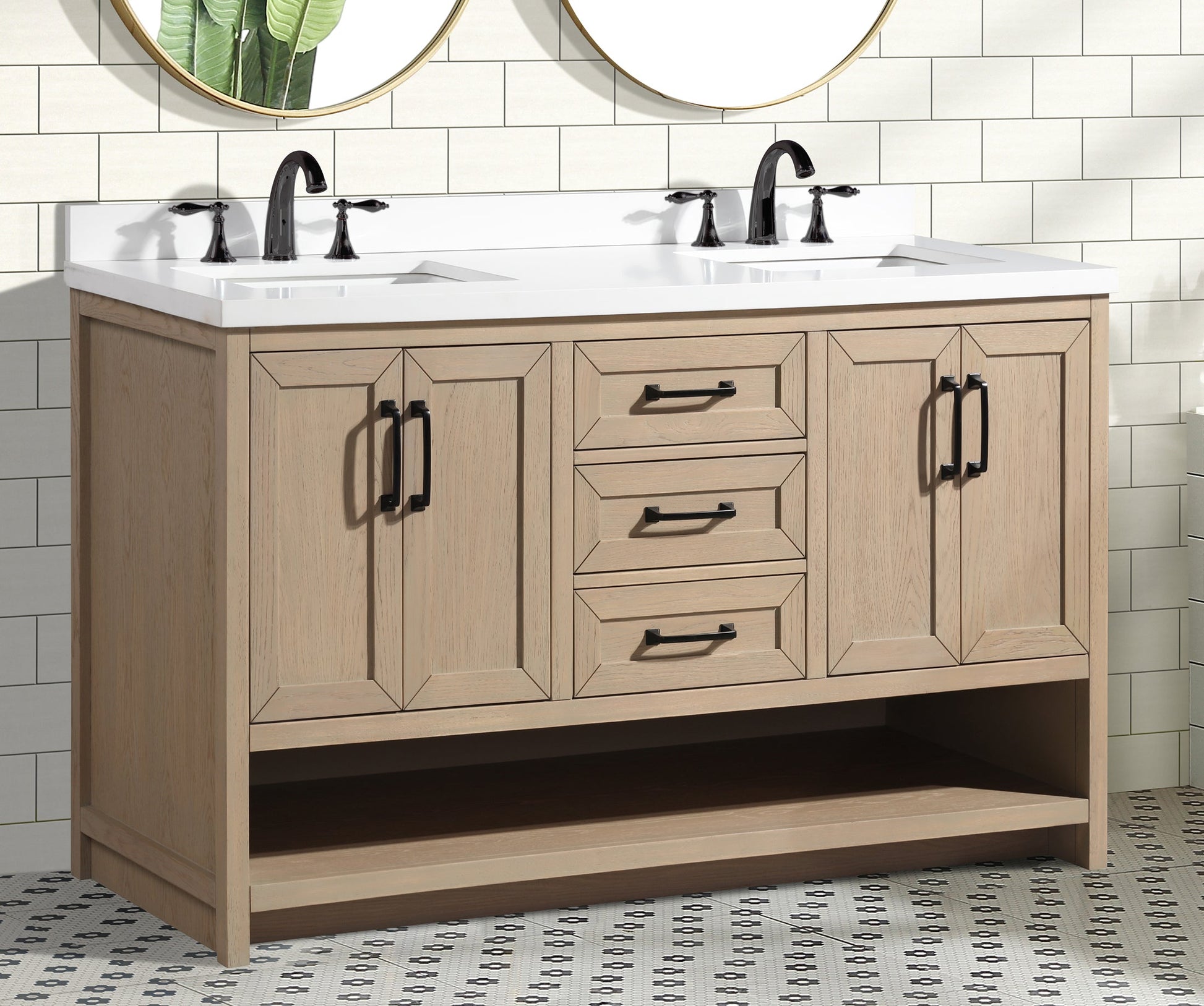 Venice 60" Bathroom Vanity Oak Gray Finish