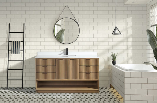 San Diego 60" Freestanding Bathroom Vanity Oak