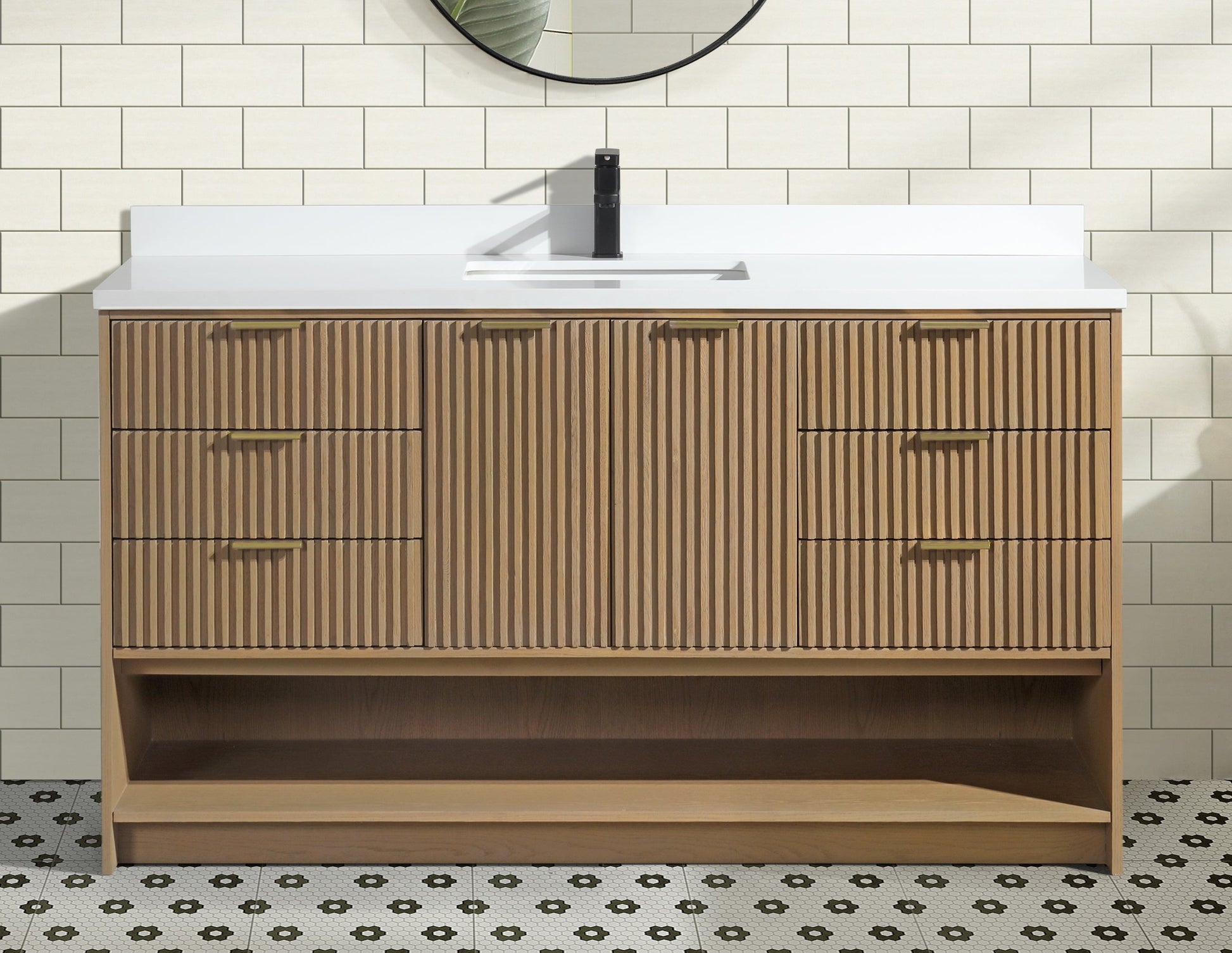 San Diego 60" Freestanding Bathroom Vanity Oak