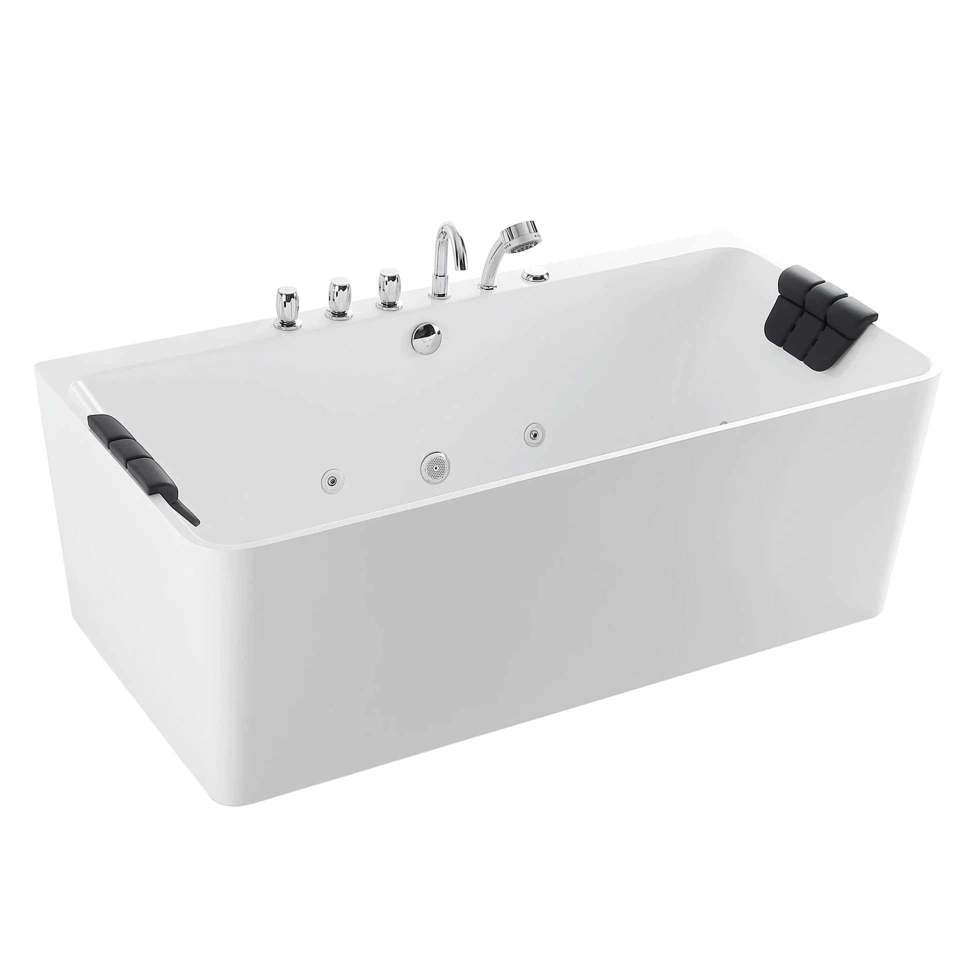 67" Freestanding Whirlpool Bathtub with Faucet and Center Drain