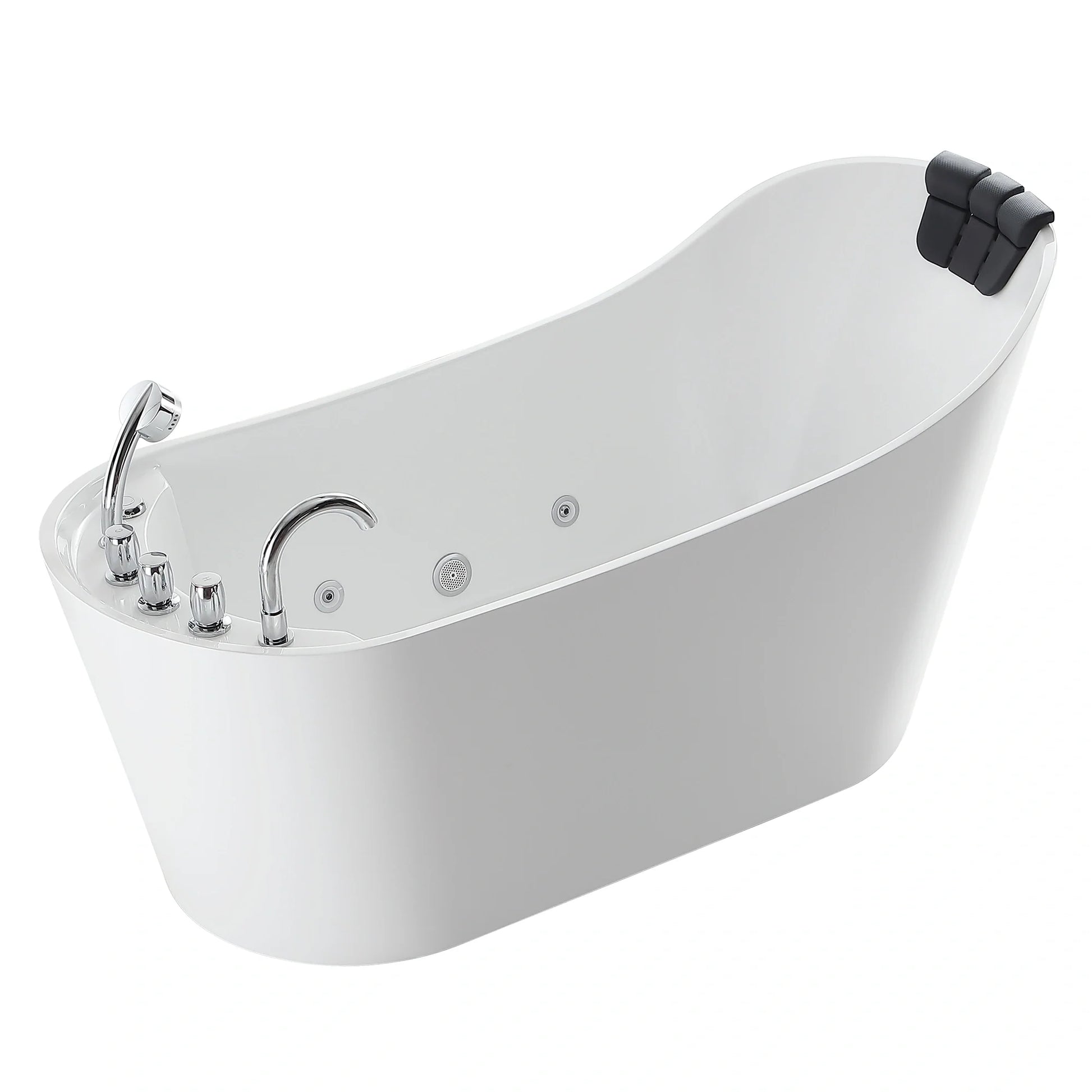 67" Freestanding Whirlpool Tub with Faucet and Reversible Drain