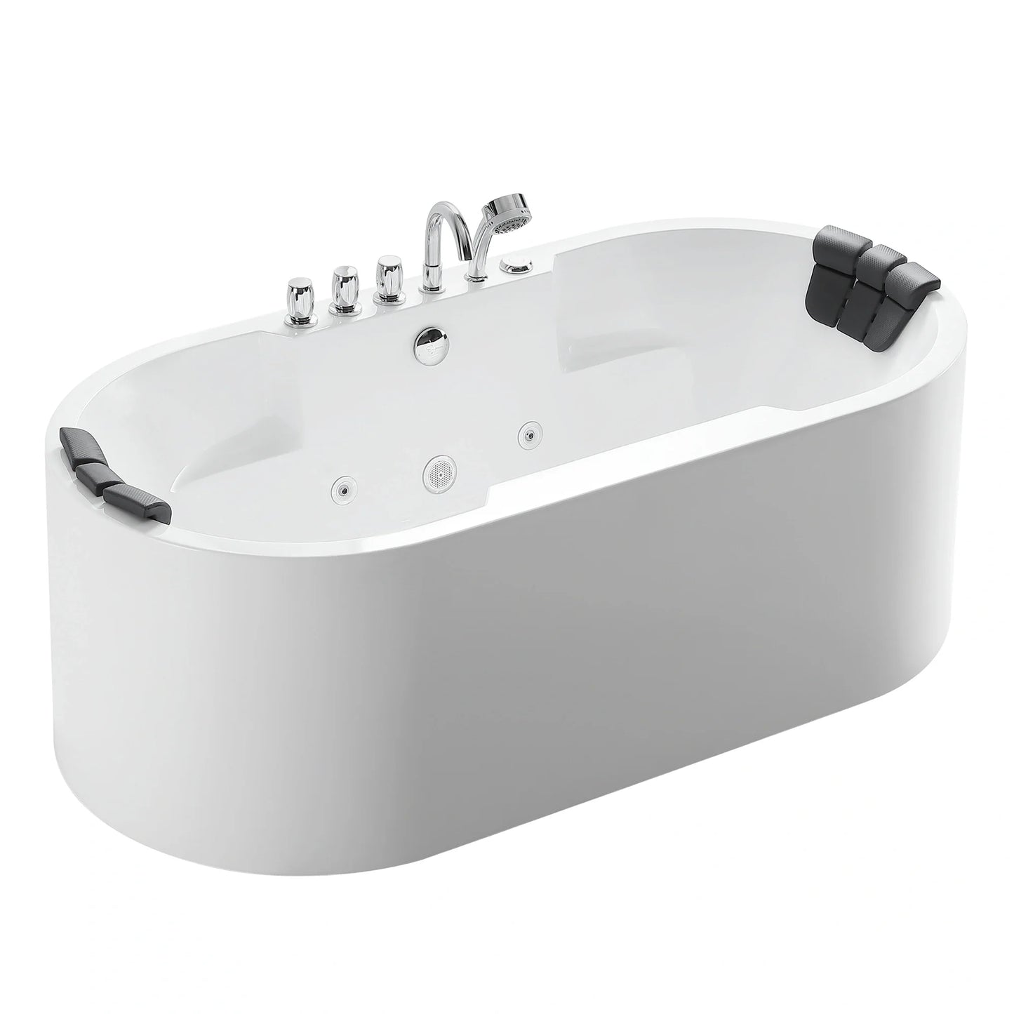 67" Oval Freestanding Whirlpool Bathtub with Center Drain