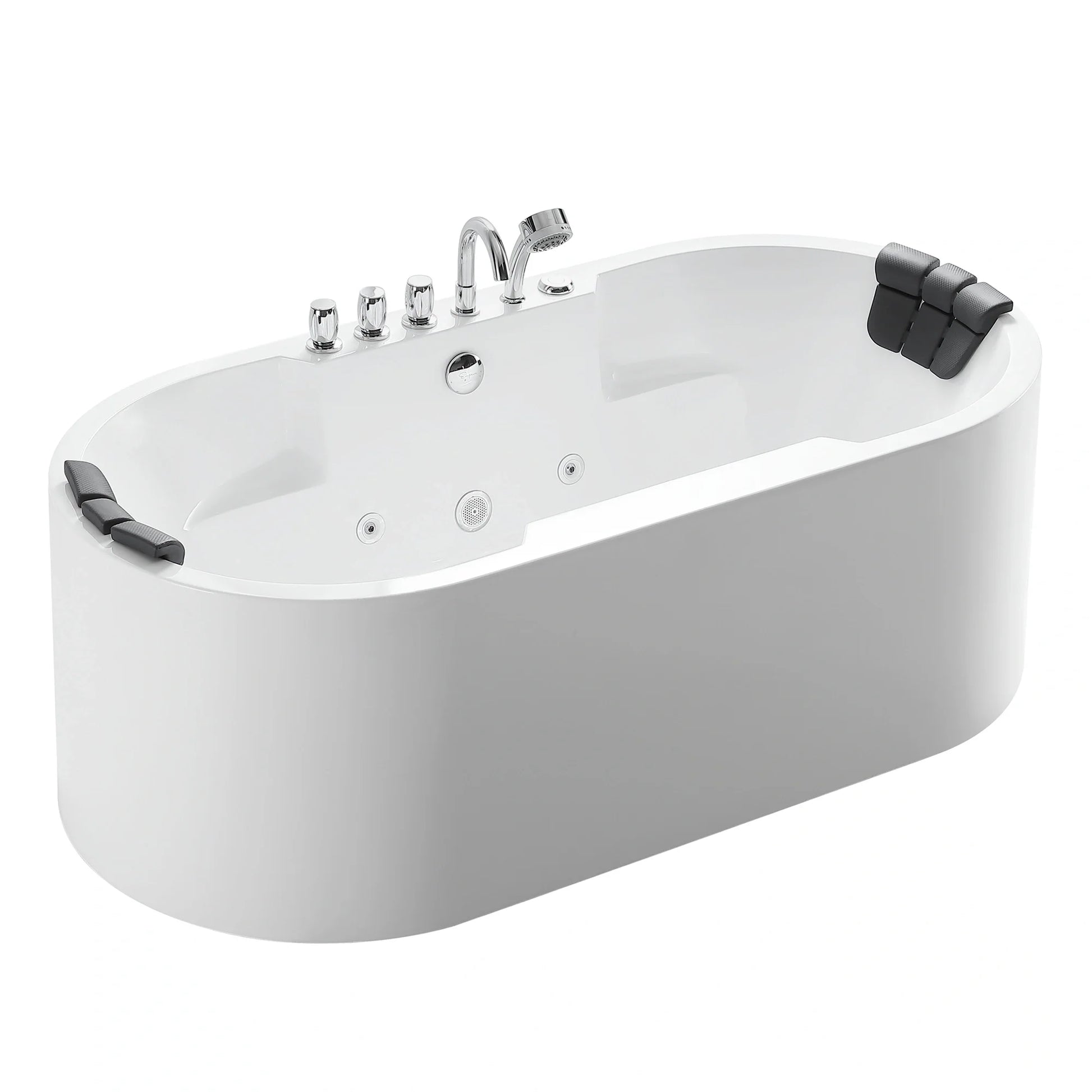 67" Oval Freestanding Whirlpool Bathtub with Center Drain