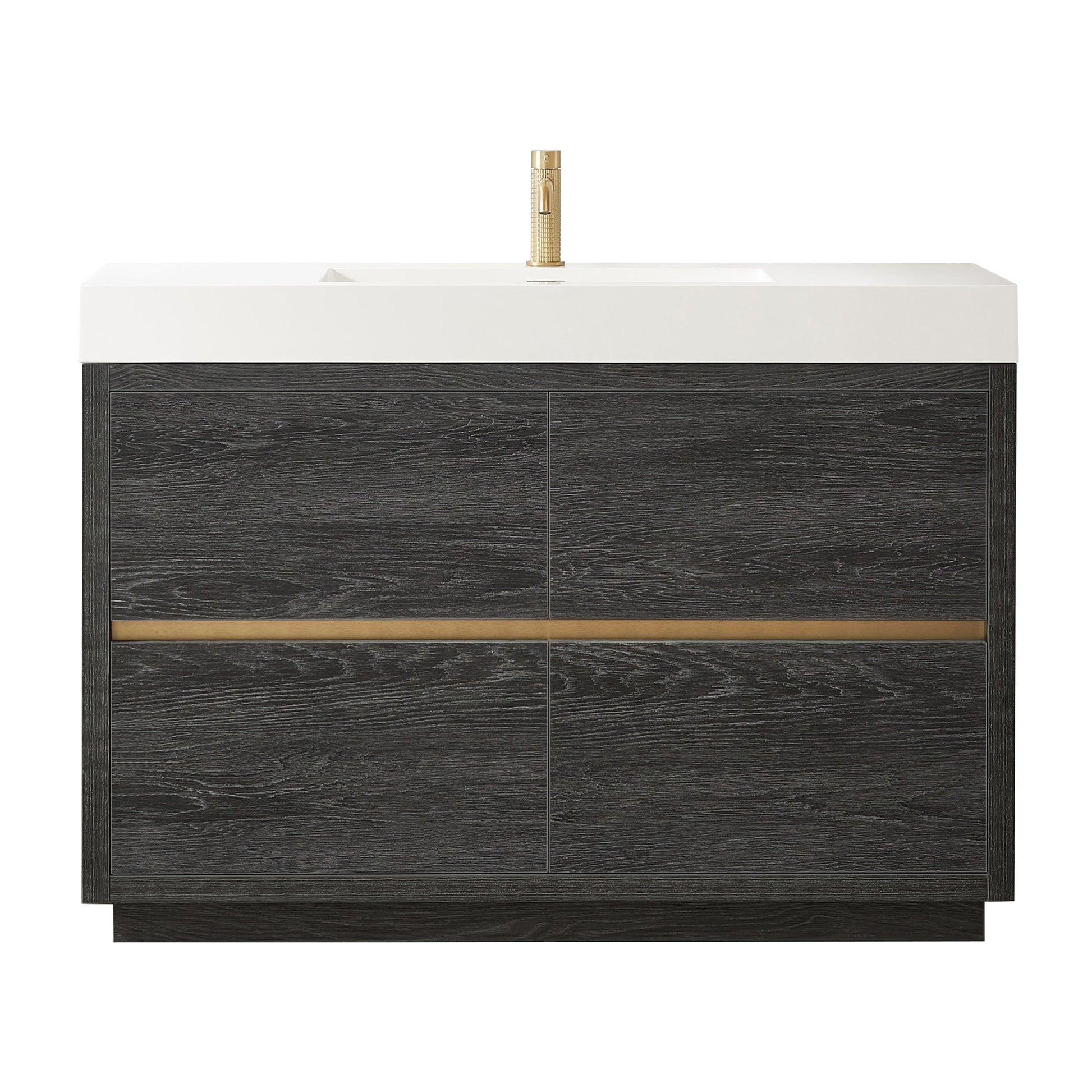 Huesca 48" Single Sink Bath Vanity in North American Black Oak with White Composite Integral Square Sink Top