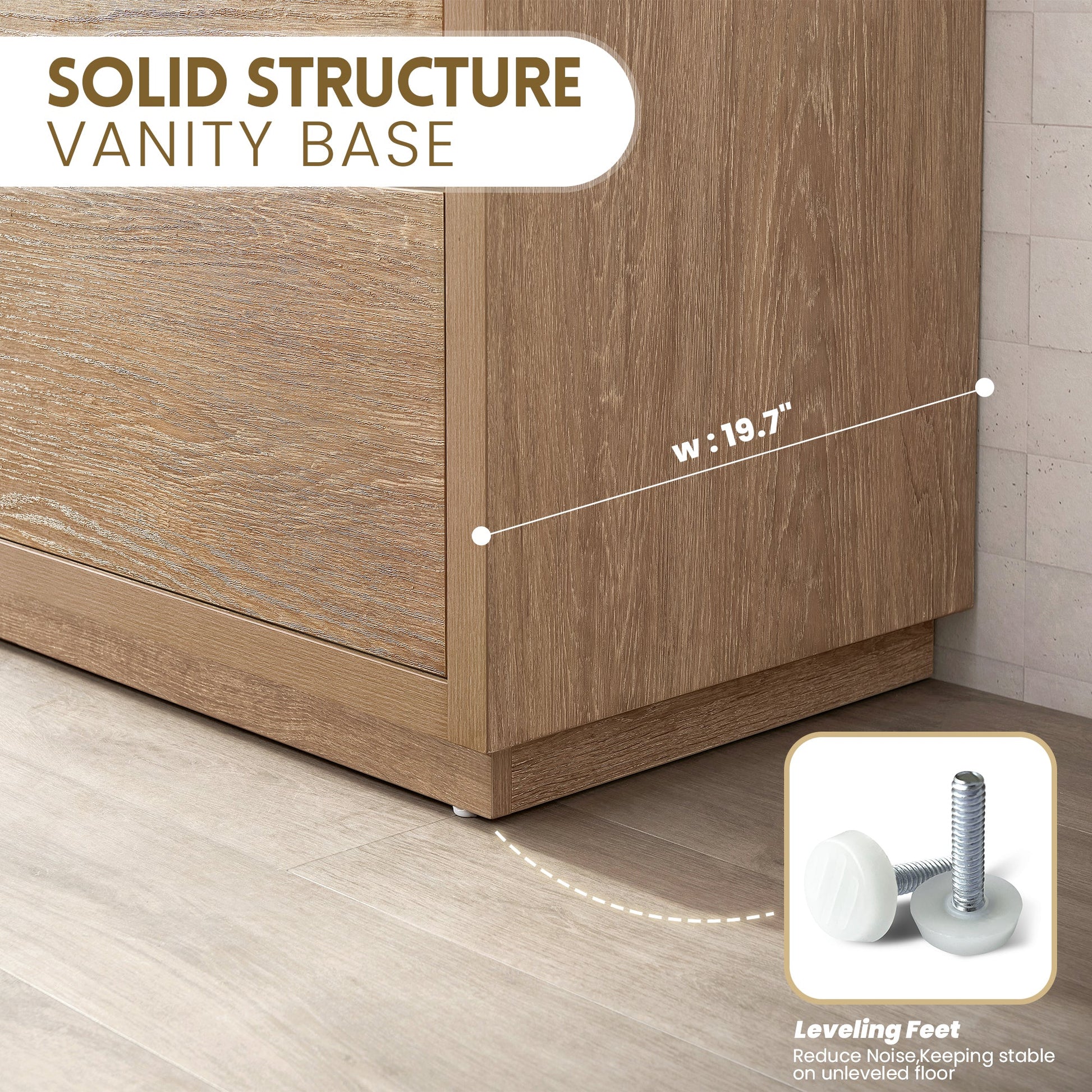Huesca 84" Double Sink Bath Vanity in North American Oak with White Composite Integral Square Sink Top