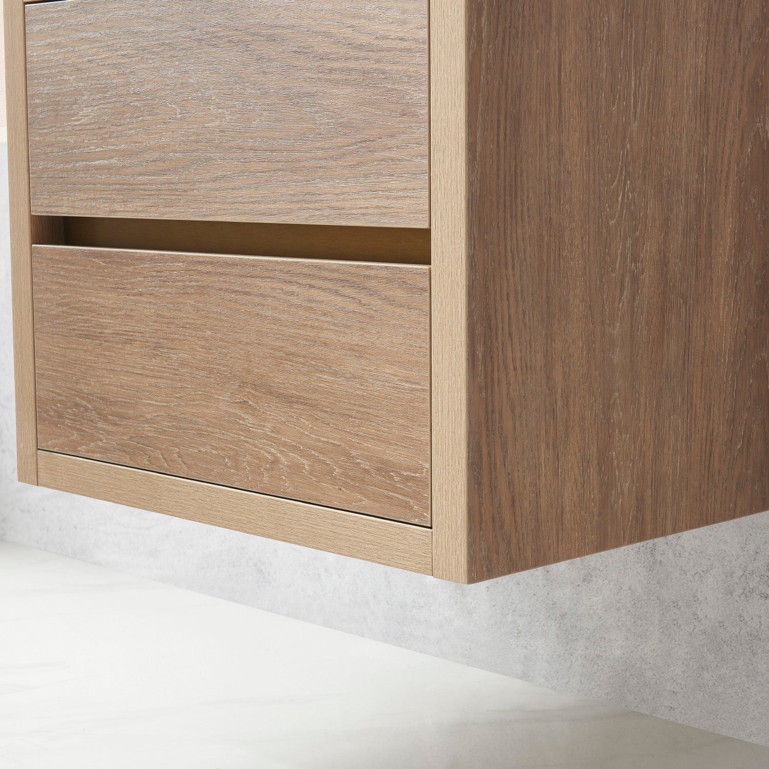 Palencia 24" Single Sink Wall-Mount Bath Vanity in North American Oak with White Composite Integral Square Sink Top