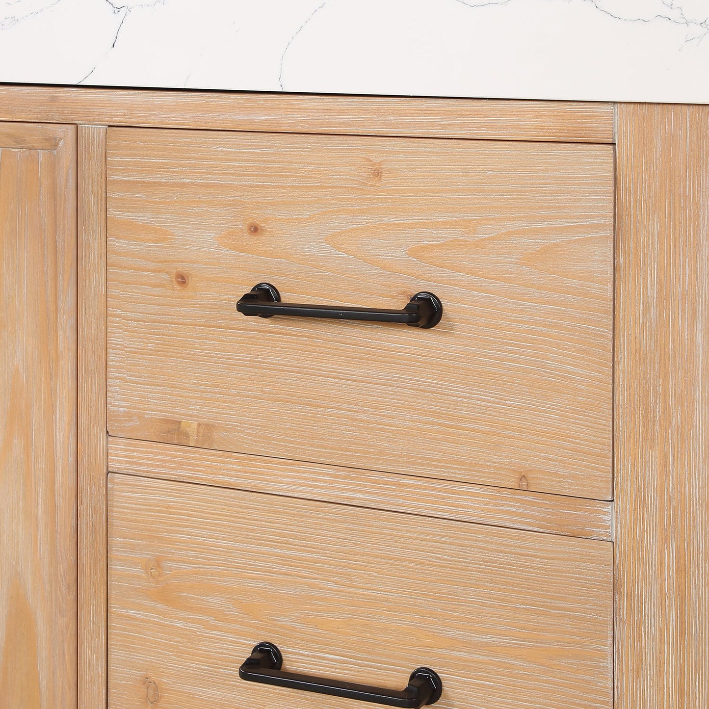 León 48in. Free-standing Single Bathroom Vanity in Fir Wood Brown with Composite top in Lightning White