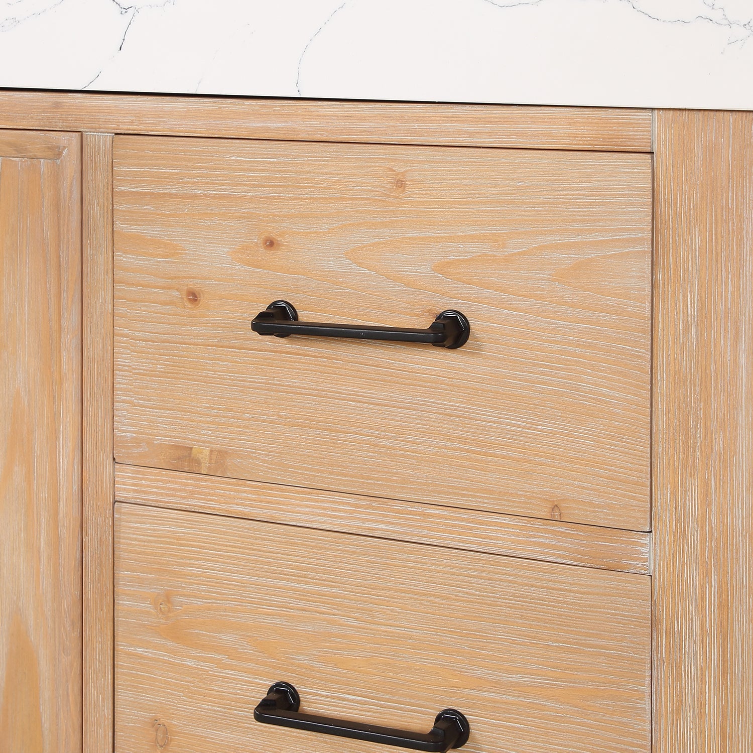 León 48in. Free-standing Single Bathroom Vanity in Fir Wood Brown with Composite top in Lightning White