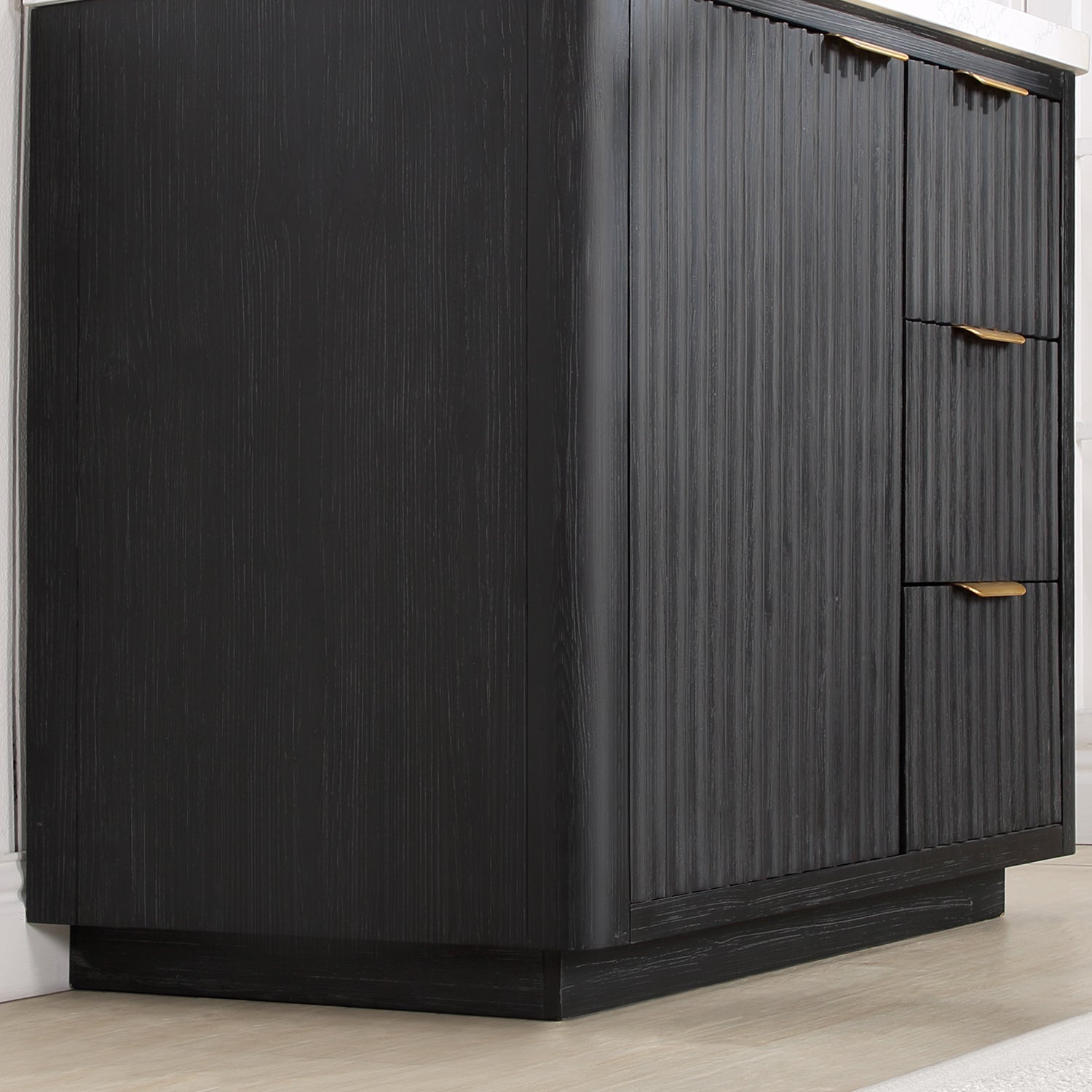 Cádiz 36in. Free-standing Single Bathroom Vanity in Fir Wood Black with Composite top in Lightning White