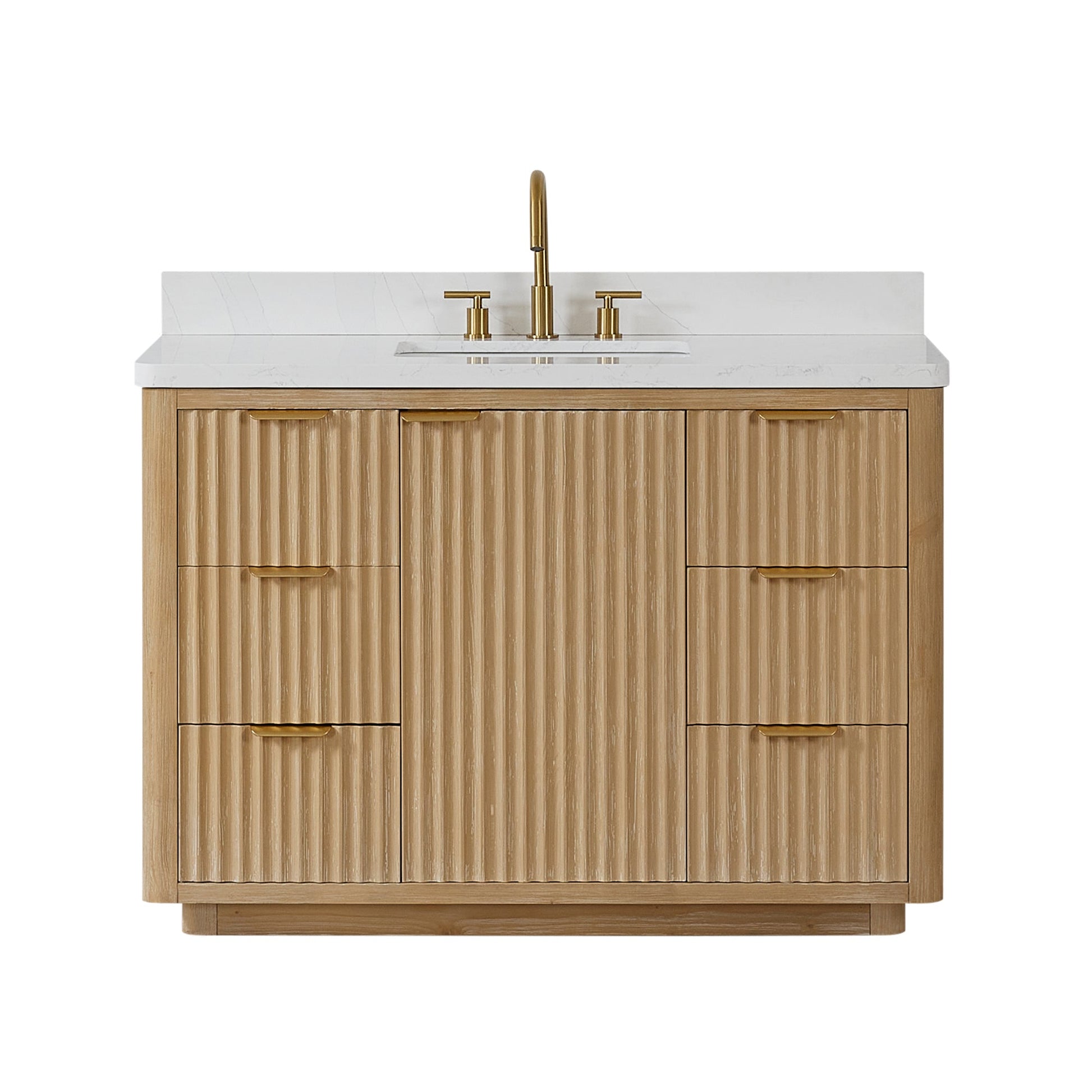 Cádiz 48in. Free-standing Single Bathroom Vanity in Washed Ash Grey with Composite top in Lightning White