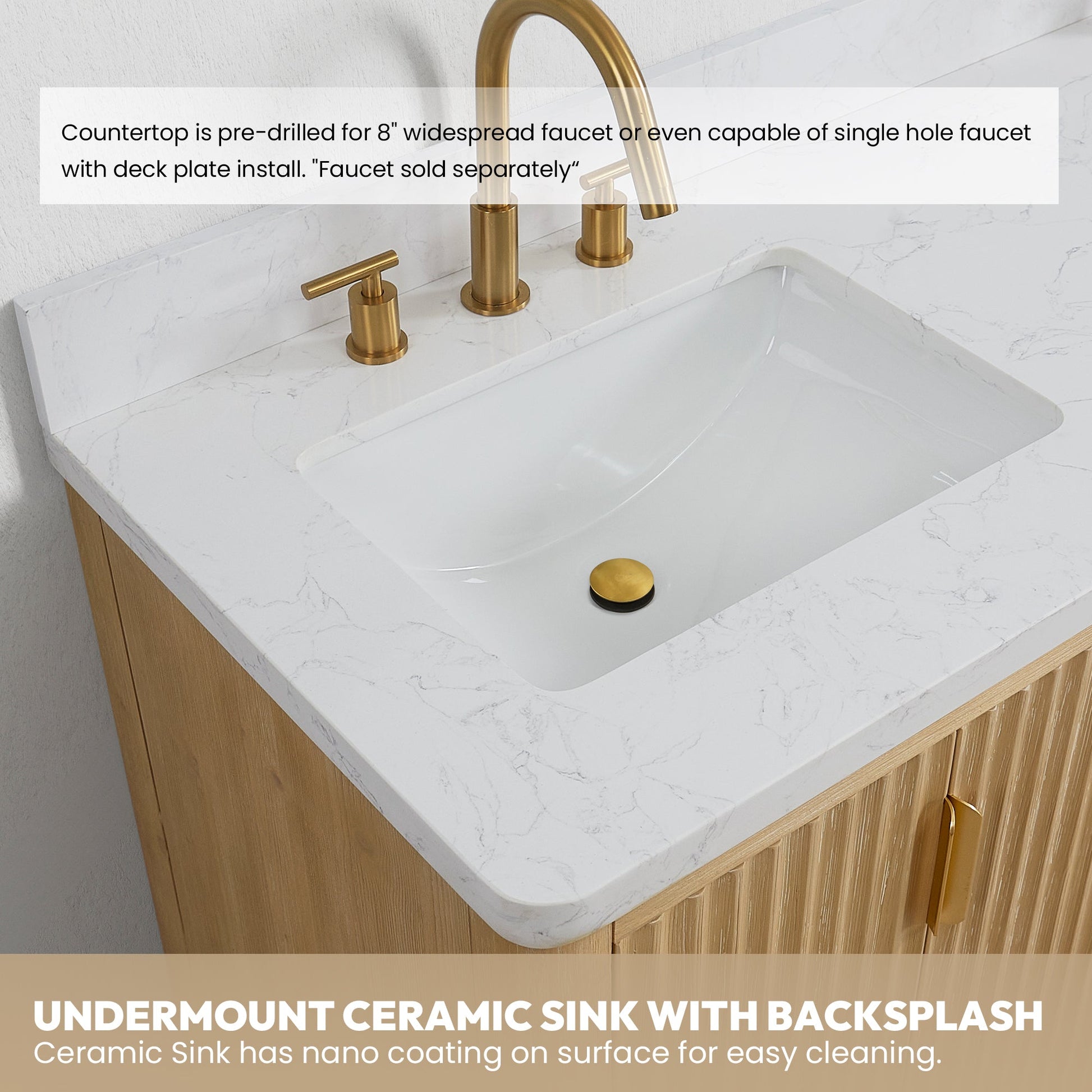 Cádiz 48in. Free-standing Single Bathroom Vanity in Washed Ash Grey with Composite top in Lightning White