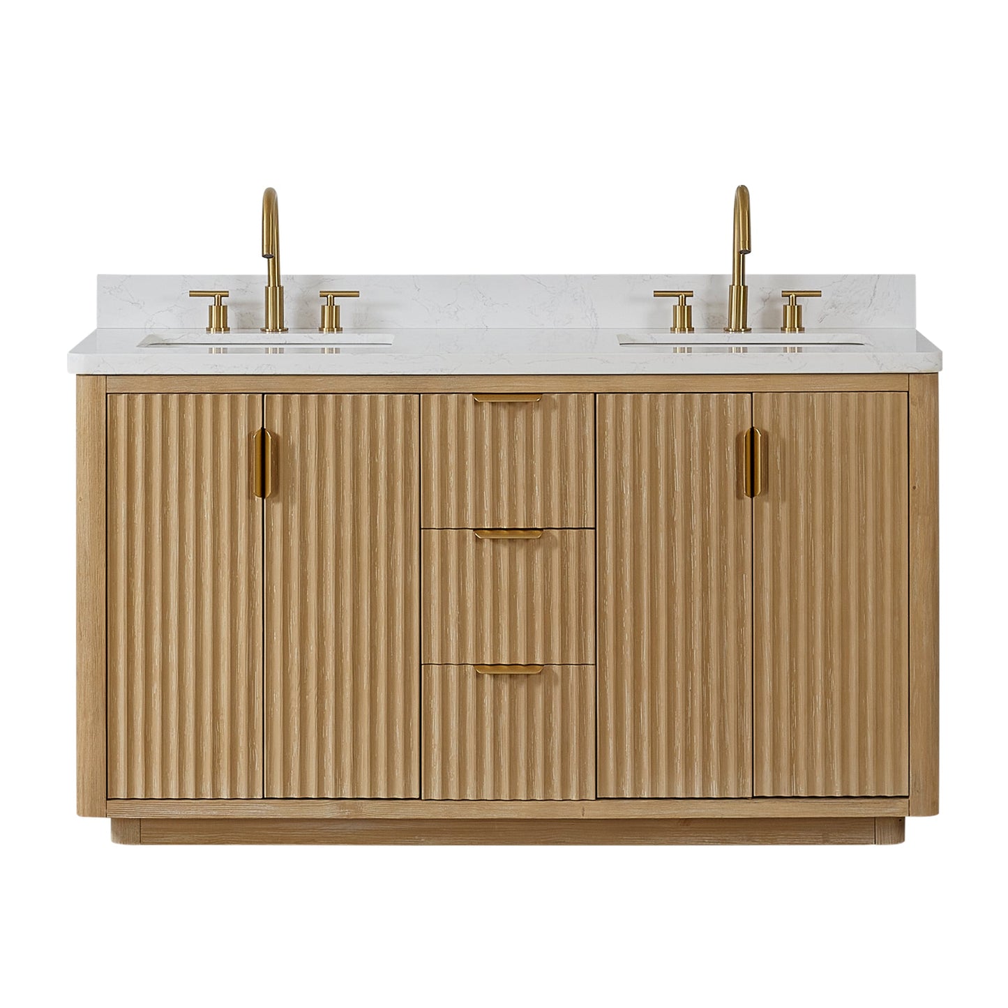 Cádiz 60in. Free-standing Double Bathroom Vanity in Washed Ash Grey with Composite top in Lightning White