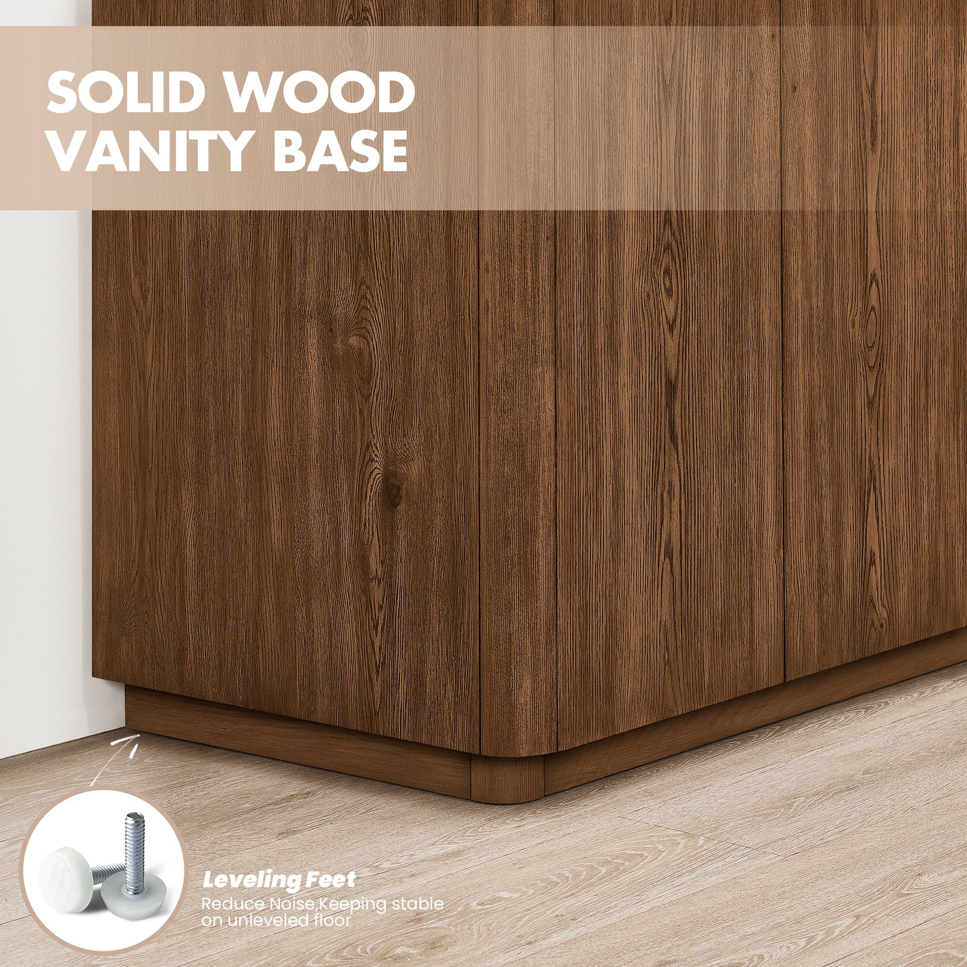 Abuja 36" Free-standing Single Bath Vanity in Oak Weathered Brown with White Grain Stone Top