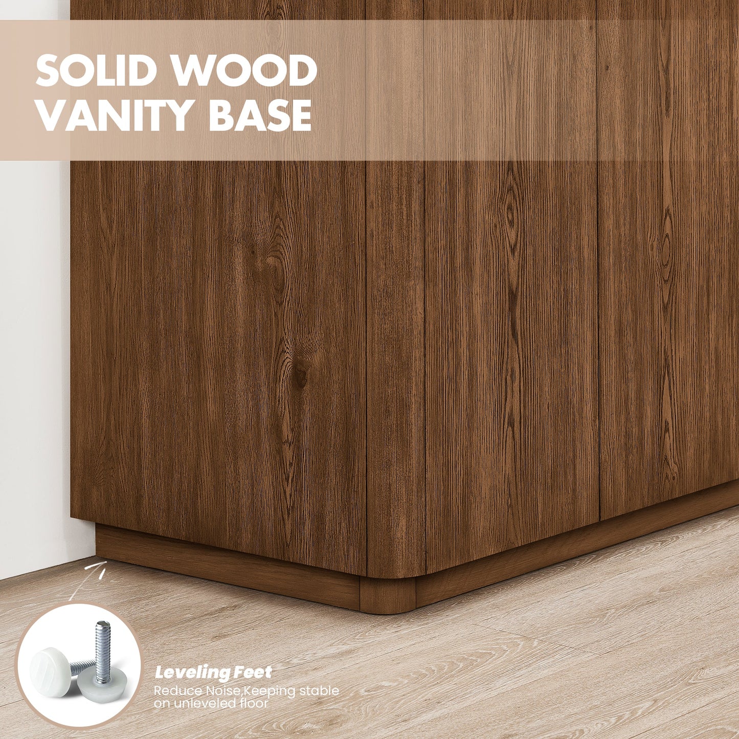 Abuja 48" Free-standing Single Bath Vanity in Oak Weathered Brown with White Grain Stone Top