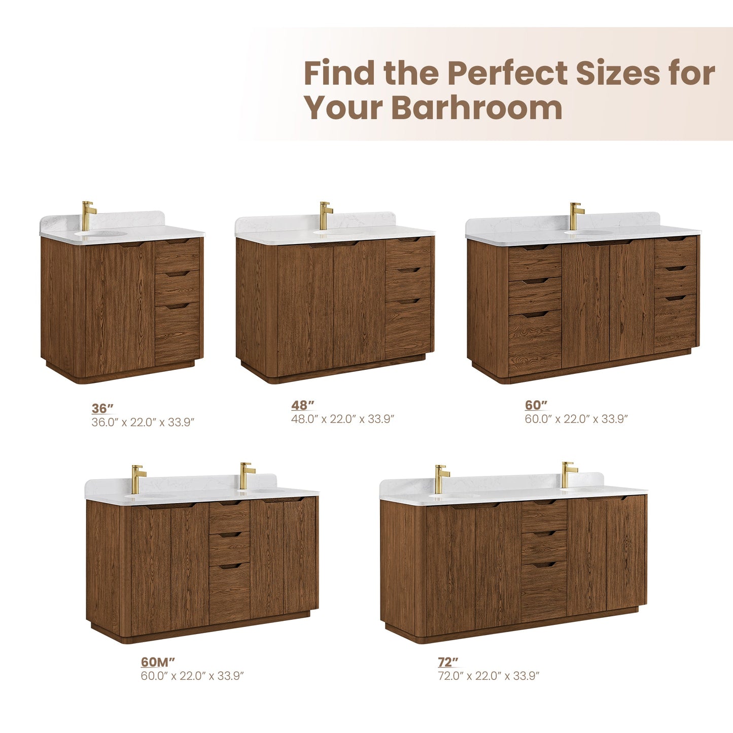 Abuja 48" Free-standing Single Bath Vanity in Oak Weathered Brown with White Grain Stone Top