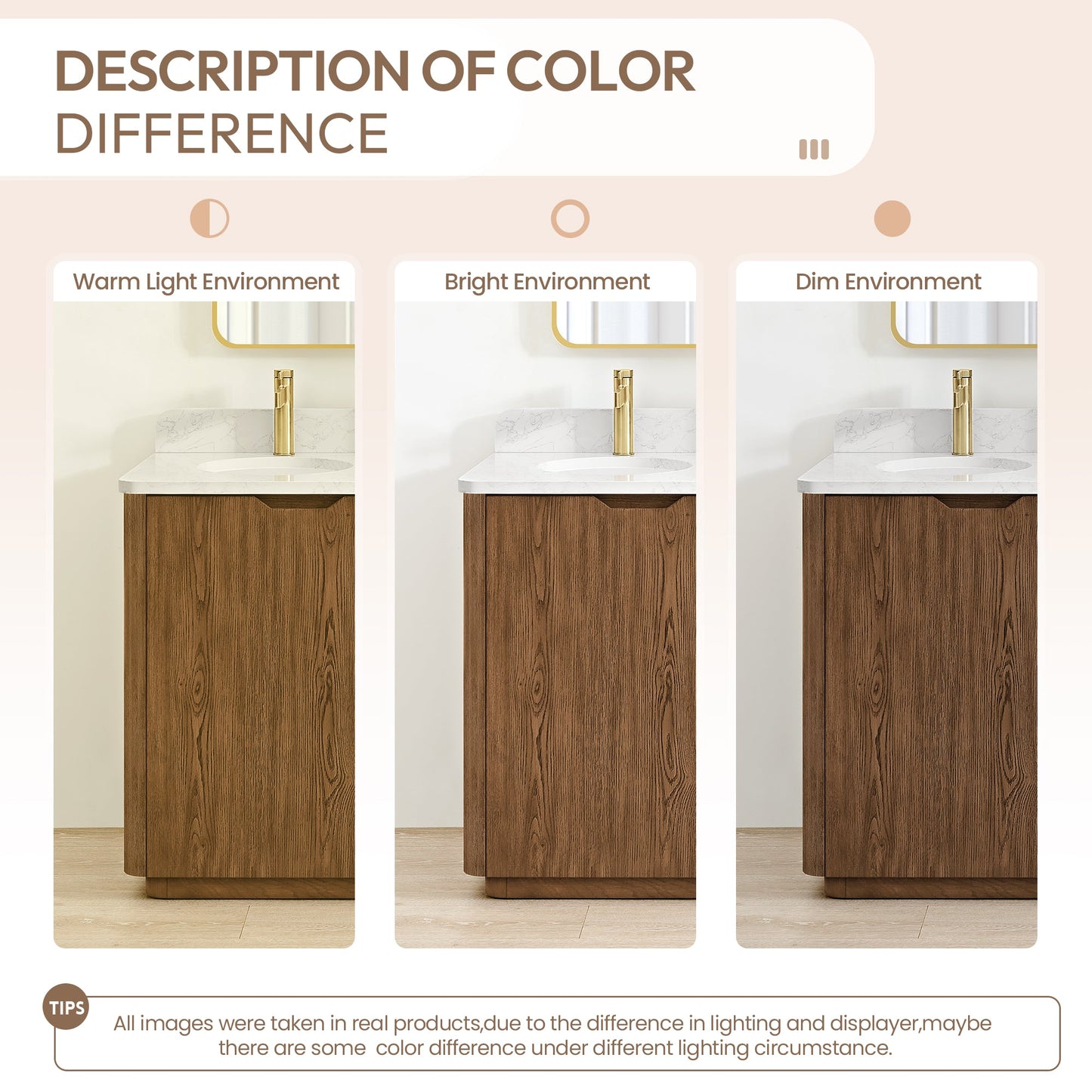 Abuja 48" Free-standing Single Bath Vanity in Oak Weathered Brown with White Grain Stone Top
