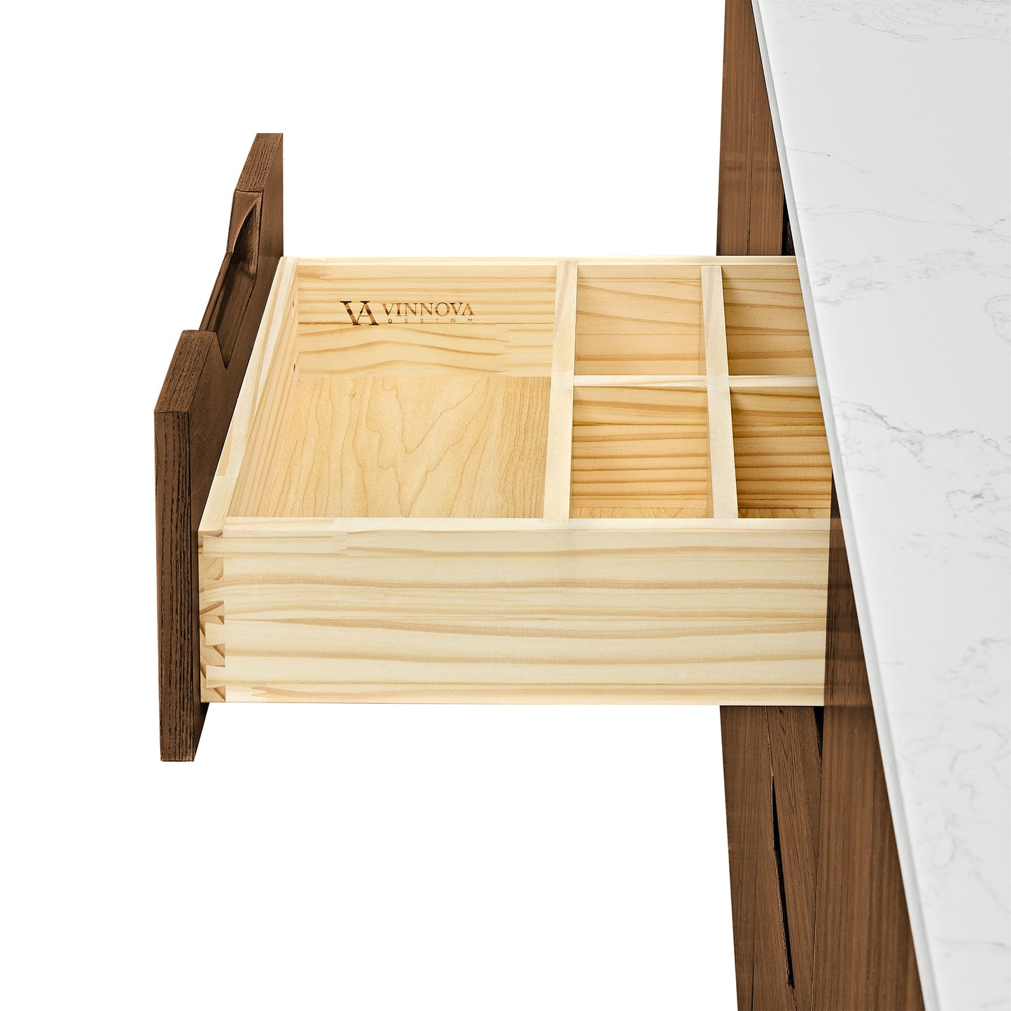 Abuja 60" Free-standing Single Bath Vanity in Oak Weathered Brown with White Grain Stone Top