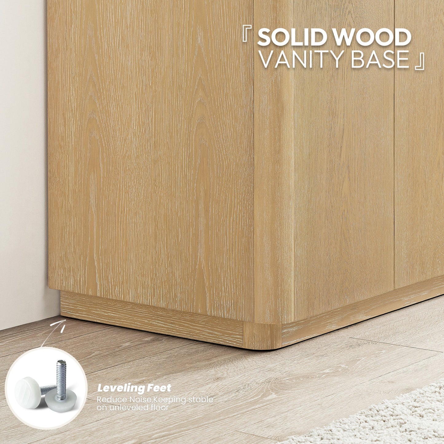 Abuja 60" Free-standing Single Bath Vanity in Washed Ash Grey with White Grain Stone Top
