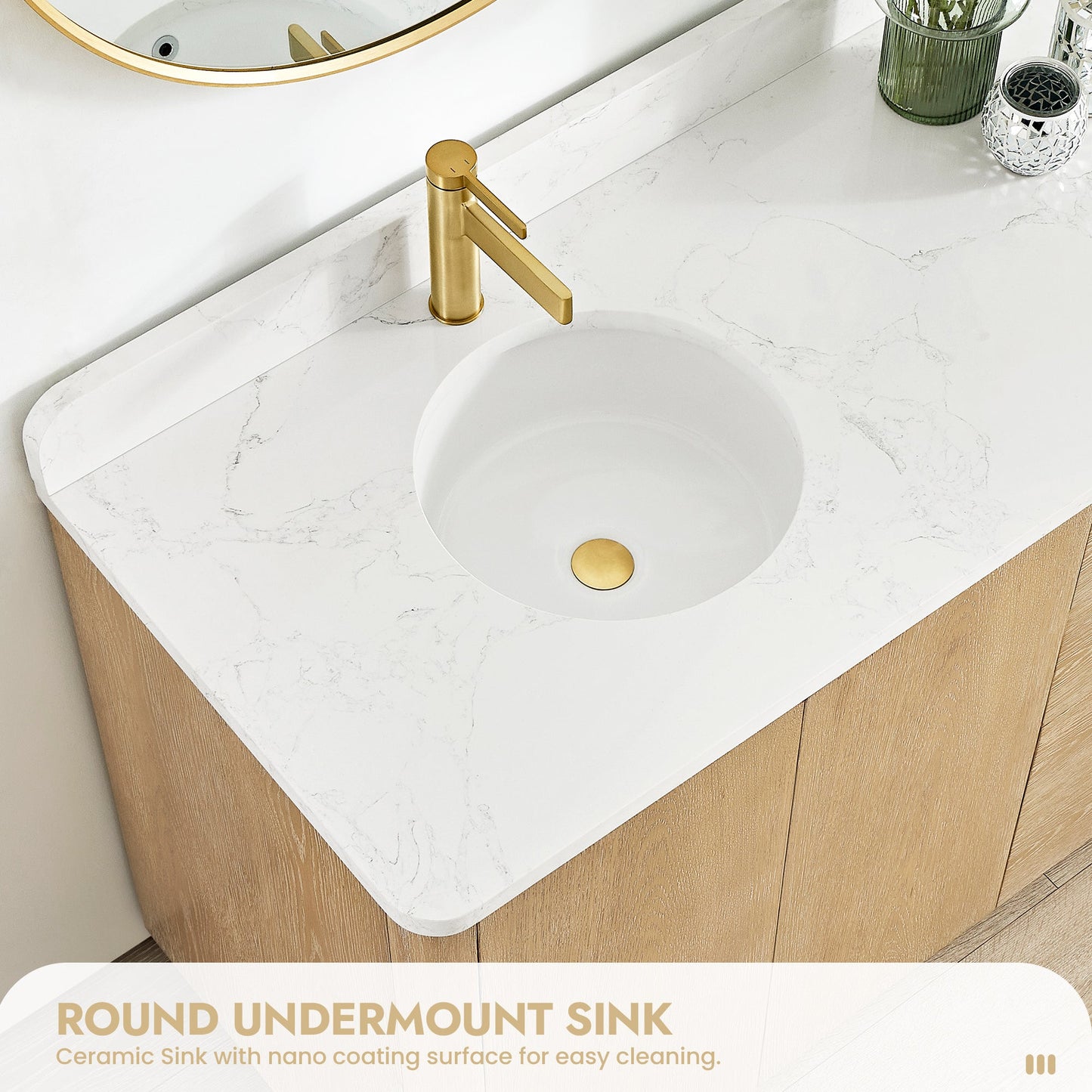 Abuja 72" Free-standing Double Bath Vanity in Washed Ash Grey with White Grain Stone Top