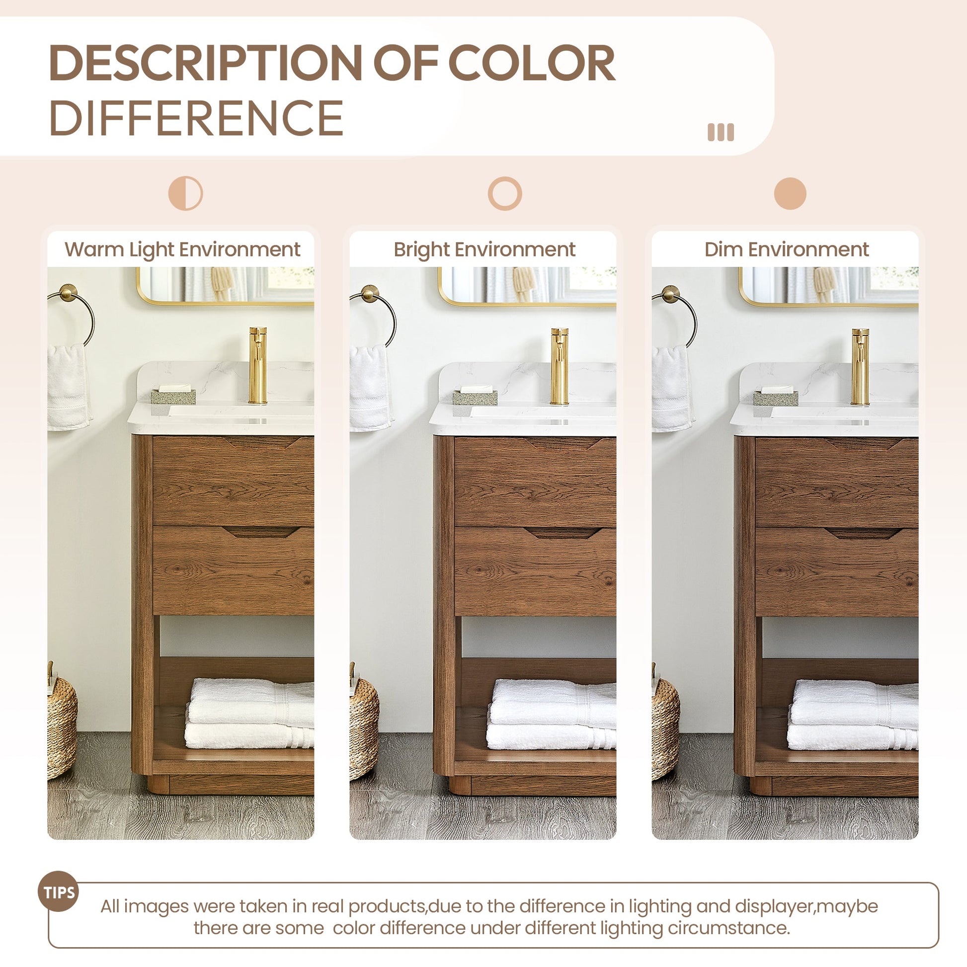 Harbin 36" Free-standing Single Bath Vanity in Oak Weathered Brown with White Grain Stone Top