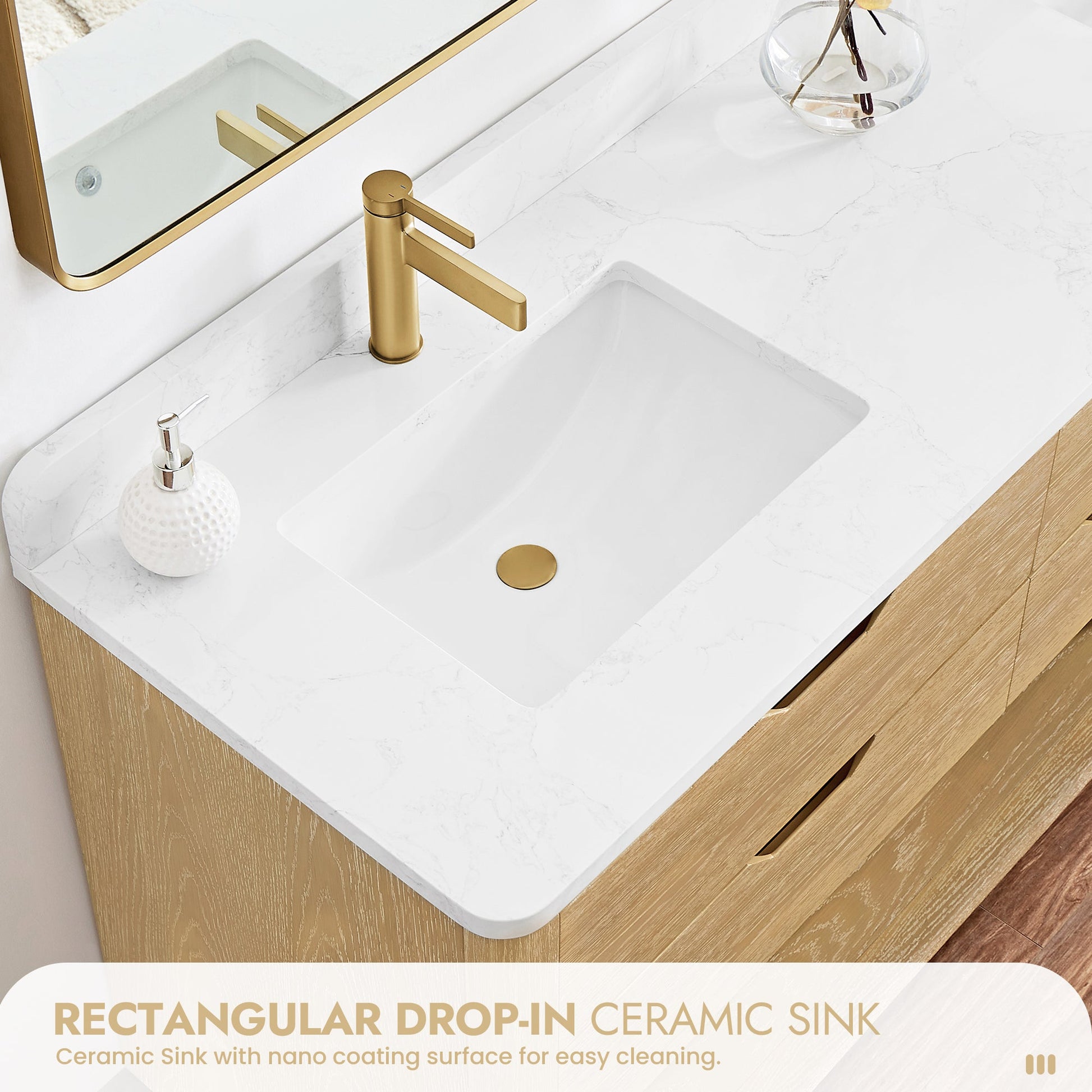Harbin 72" Free-standing Double Bath Vanity in Washed Ash Grey with White Grain Stone Top