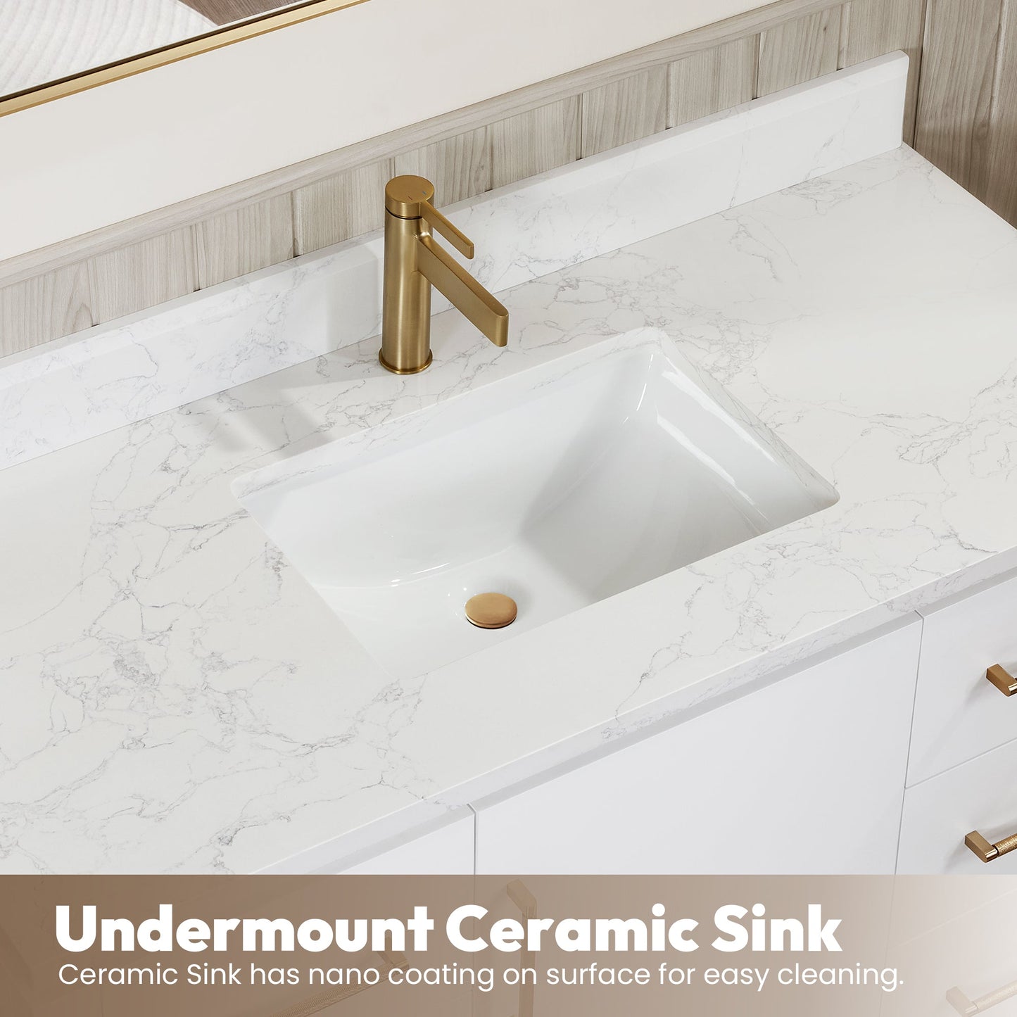 San 48" Free-standing Single Bath Vanity in White with White Grain Composite Stone Top