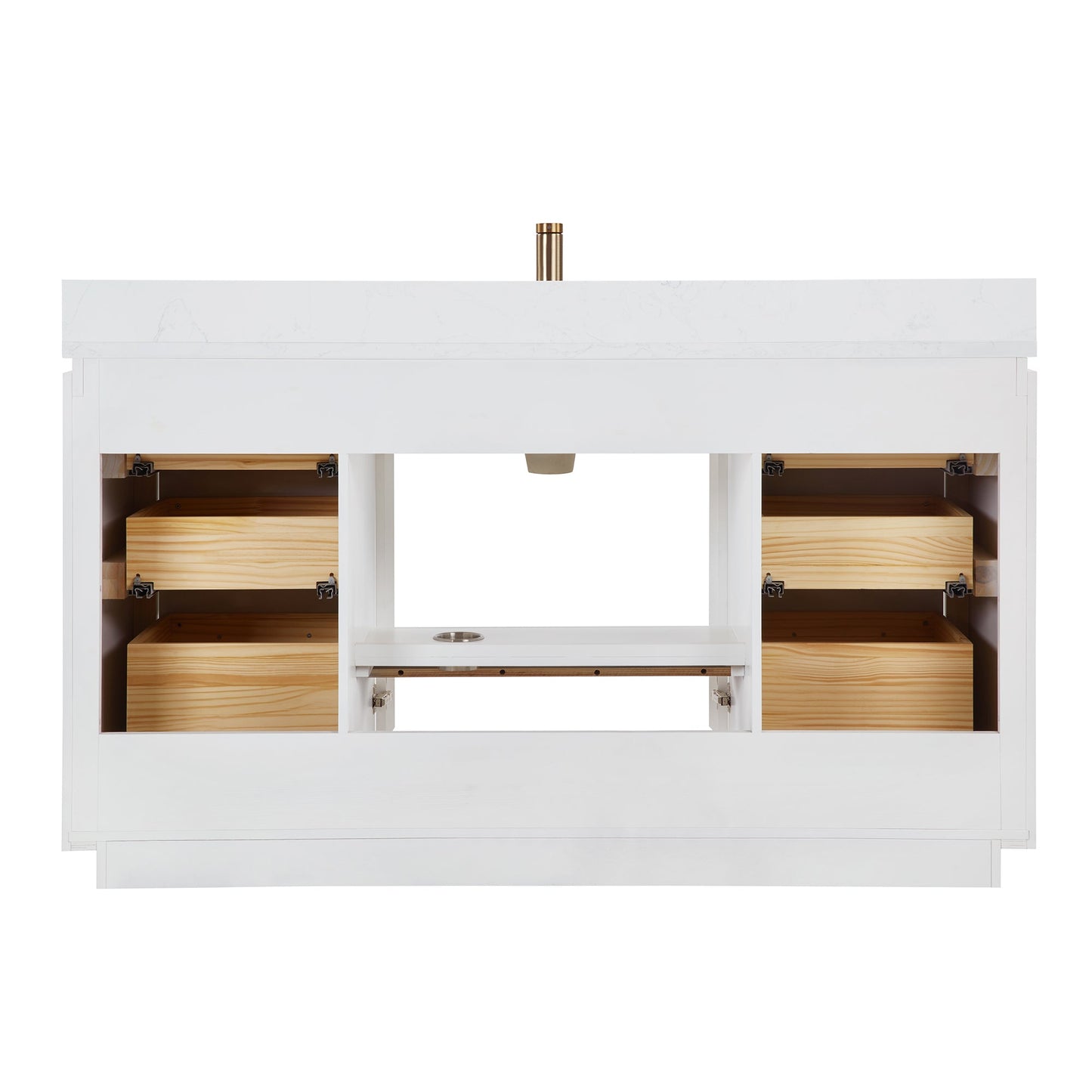 San 60" Free-standing Single Bath Vanity in White with White Grain Composite Stone Top