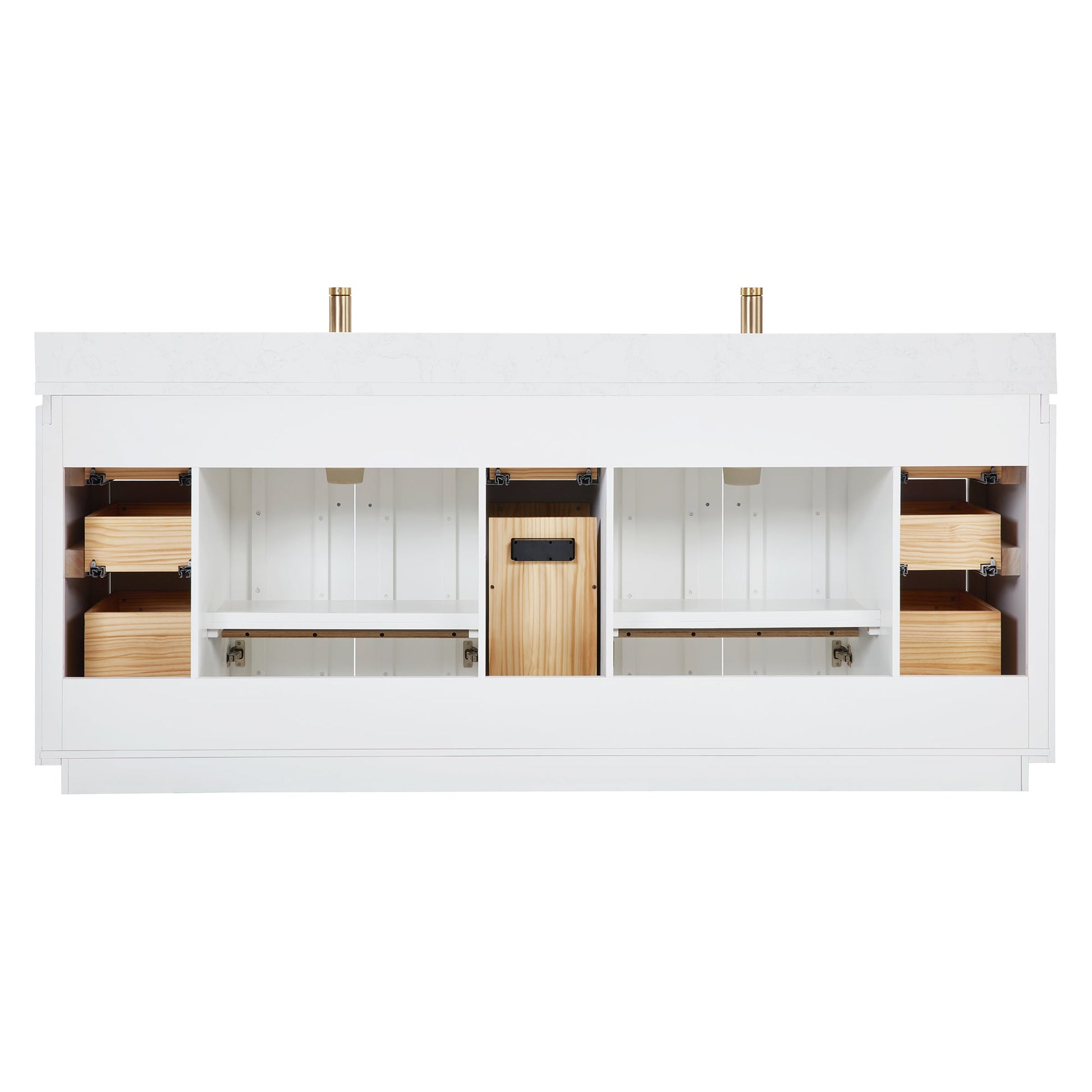 San 84" Free-standing Double Bath Vanity in White with White Grain Composite Stone Top