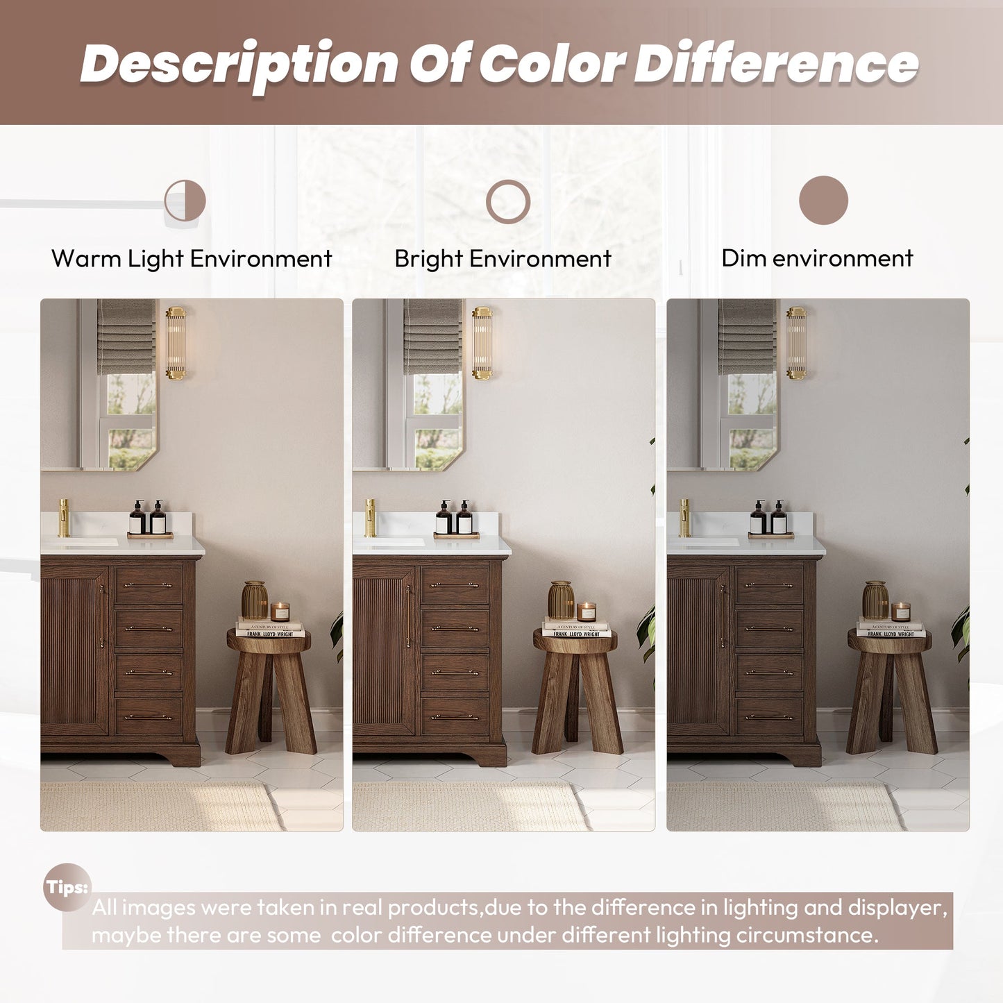 Tokyo 36" Freestanding Single Bath Vanity in Aged Dark Brown Oak with Silk White Quartz Stone Top