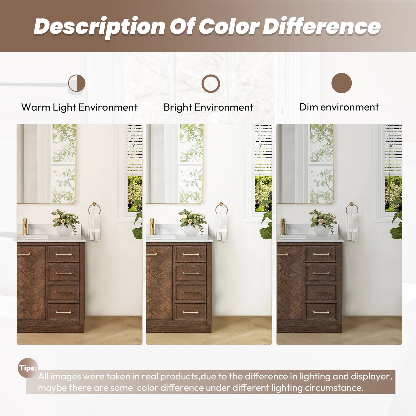 Jakarta 48" Freestanding Single Bath Vanity in Aged Dark Brown Oak with Silk White Quartz Stone Top