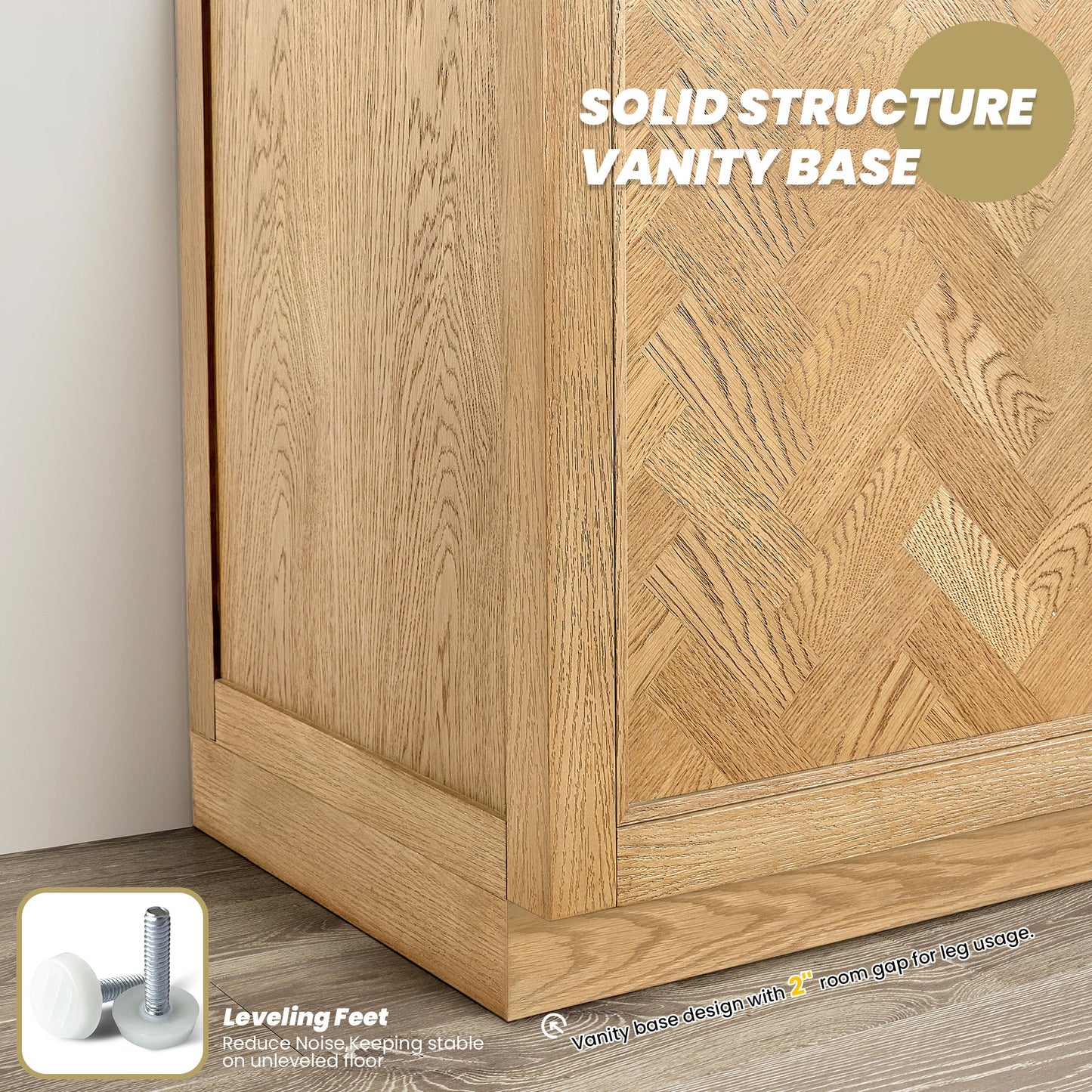 Jakarta 84" Freestanding Double Bath Vanity in Oak Weathering Light Brown with Silk White Quartz Stone Top
