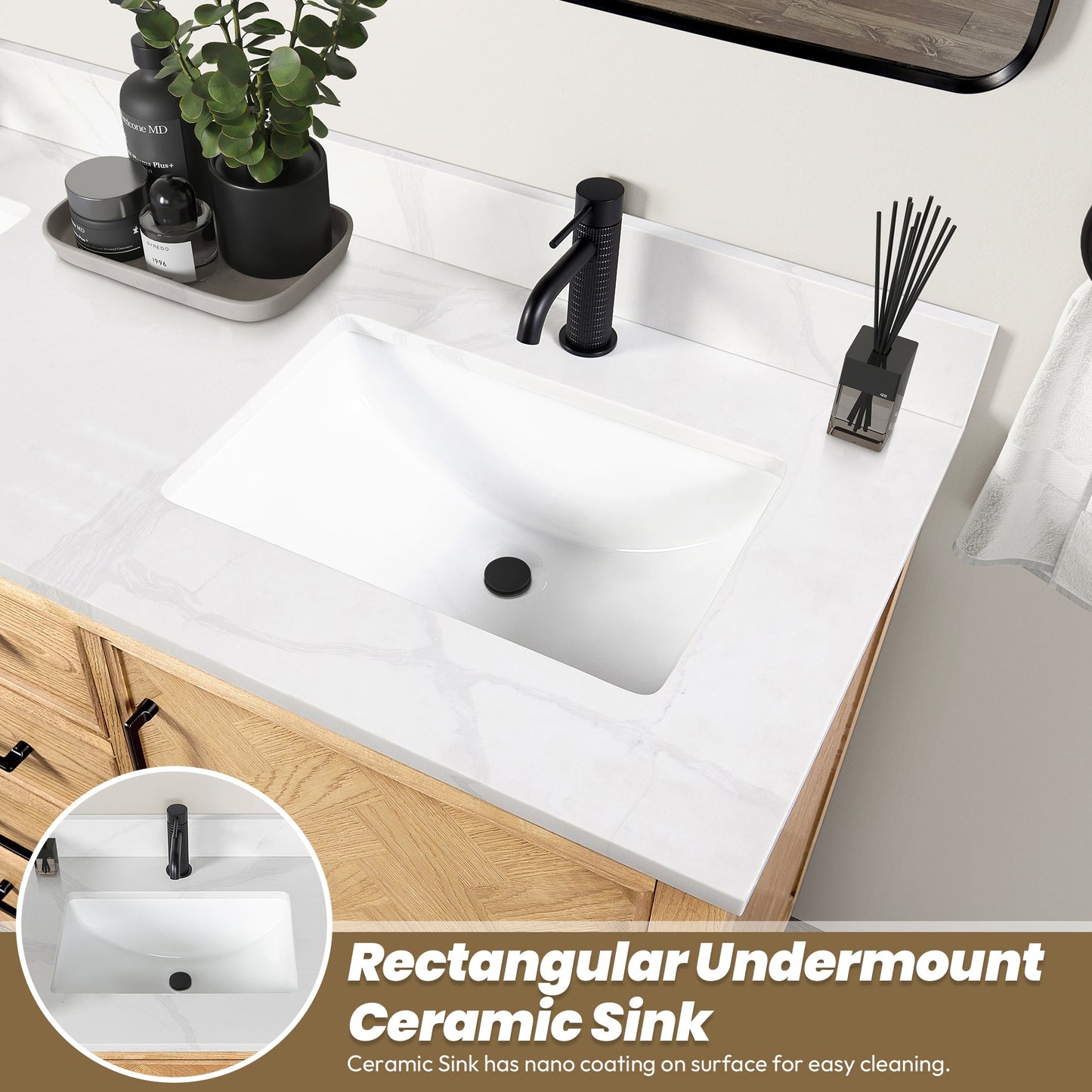 Jakarta 84" Freestanding Double Bath Vanity in Oak Weathering Light Brown with Silk White Quartz Stone Top