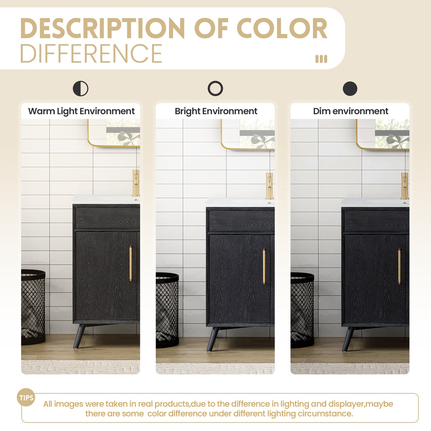 Delhi 24" Free-standing Single Bath Vanity in Fir Wood Black with Drop-In White Ceramic Basin Top