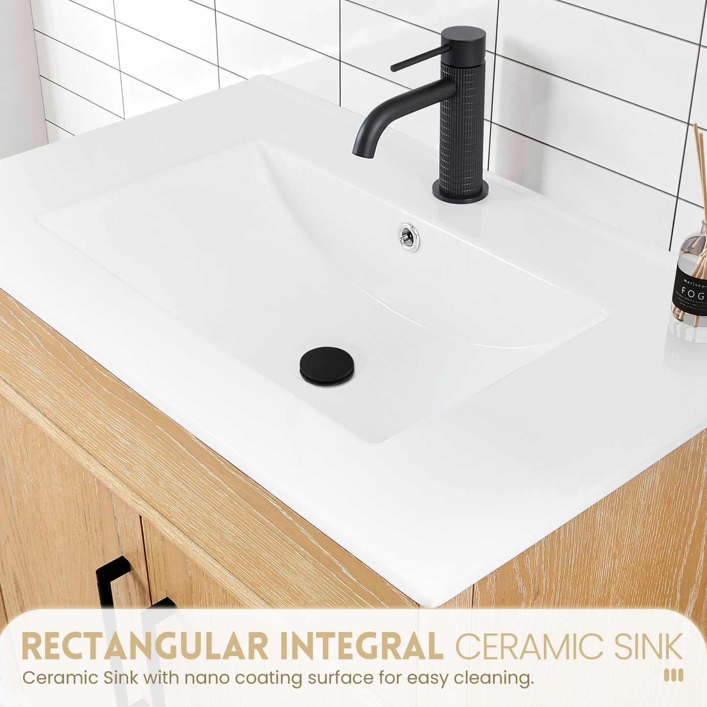 Delhi 24" Free-standing Single Bath Vanity in Washed Ash Grey with Drop-In White Ceramic Basin Top