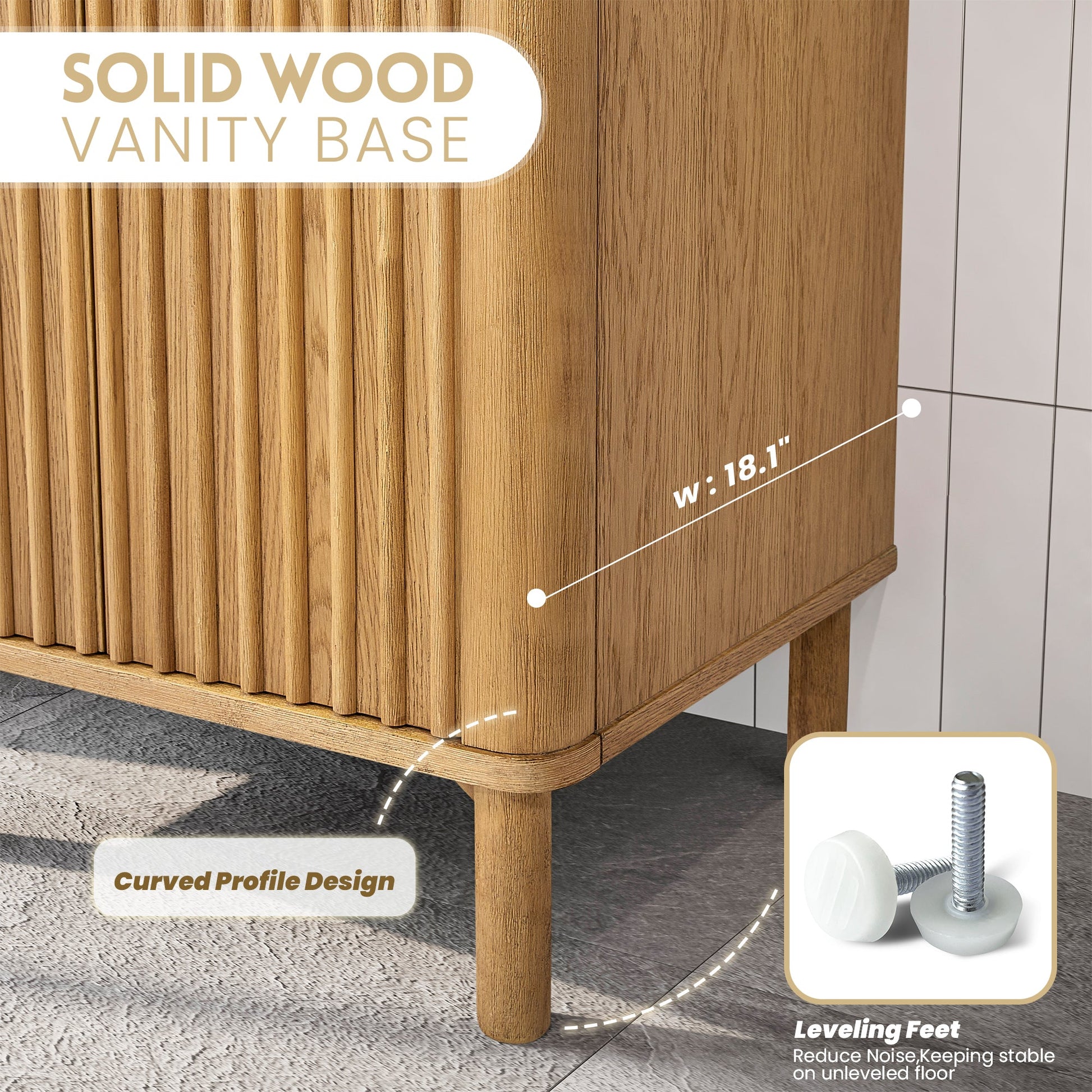 Mumbai 24" Free-standing Single Bath Vanity in Oak Weathering Light Brown with Drop-In White Ceramic Basin Top