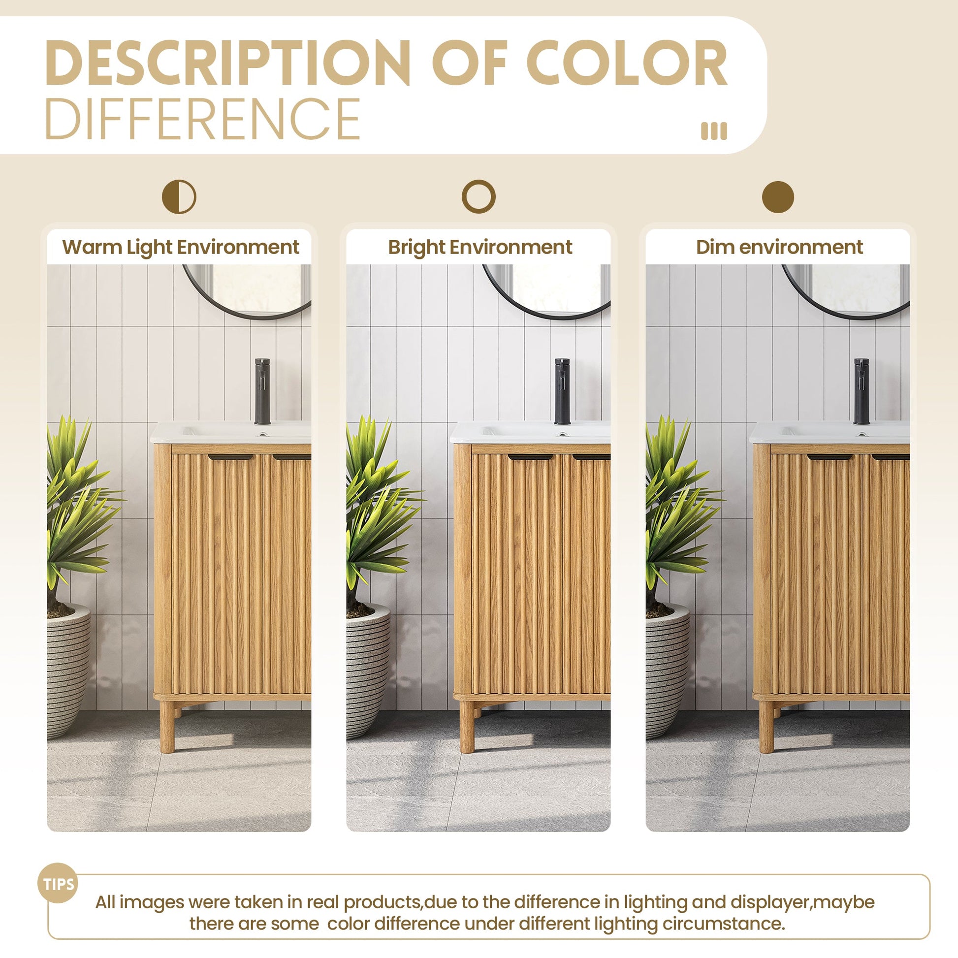 Mumbai 24" Free-standing Single Bath Vanity in Oak Weathering Light Brown with Drop-In White Ceramic Basin Top
